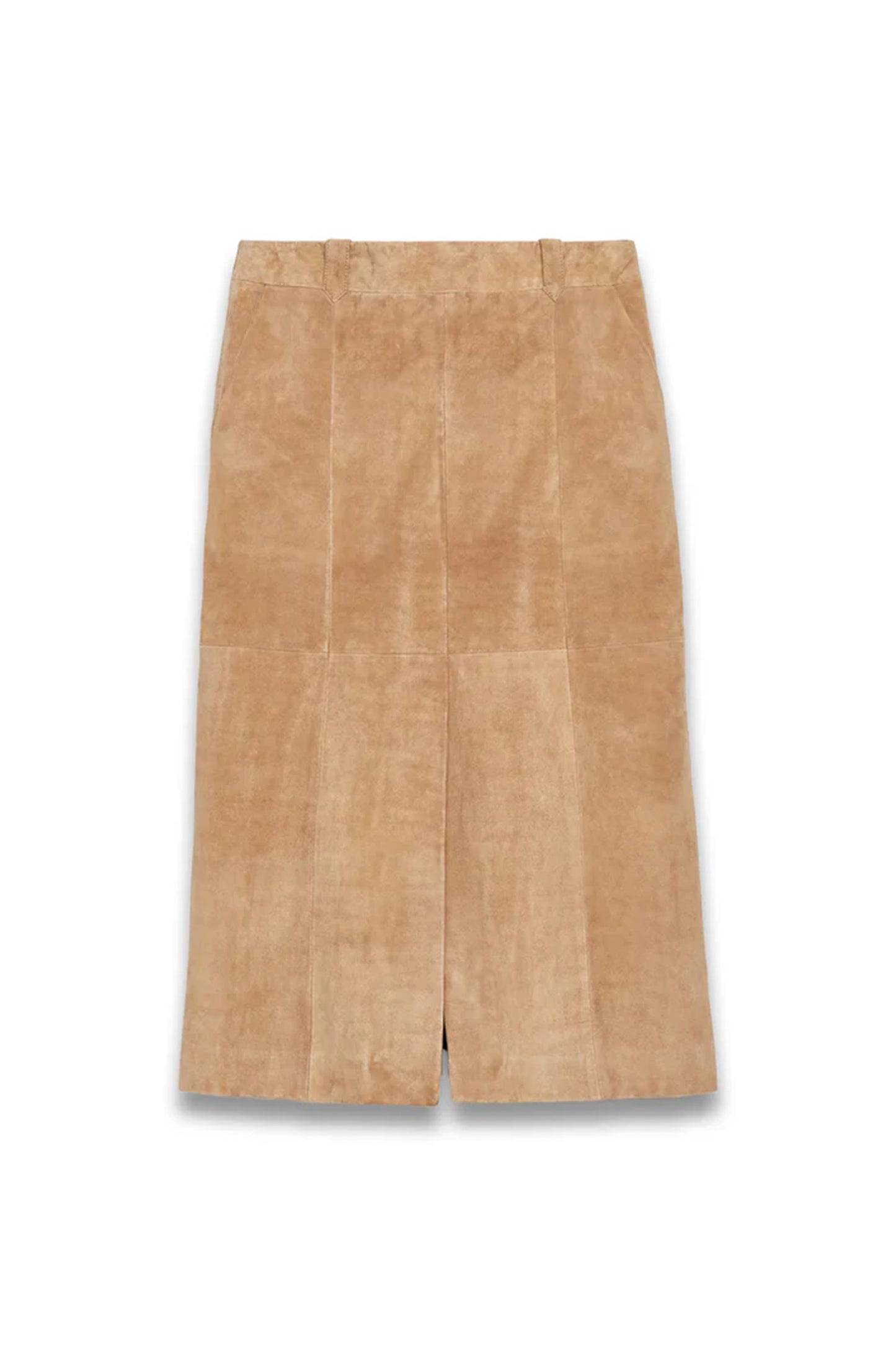 Neutral Suede Midi Skirt