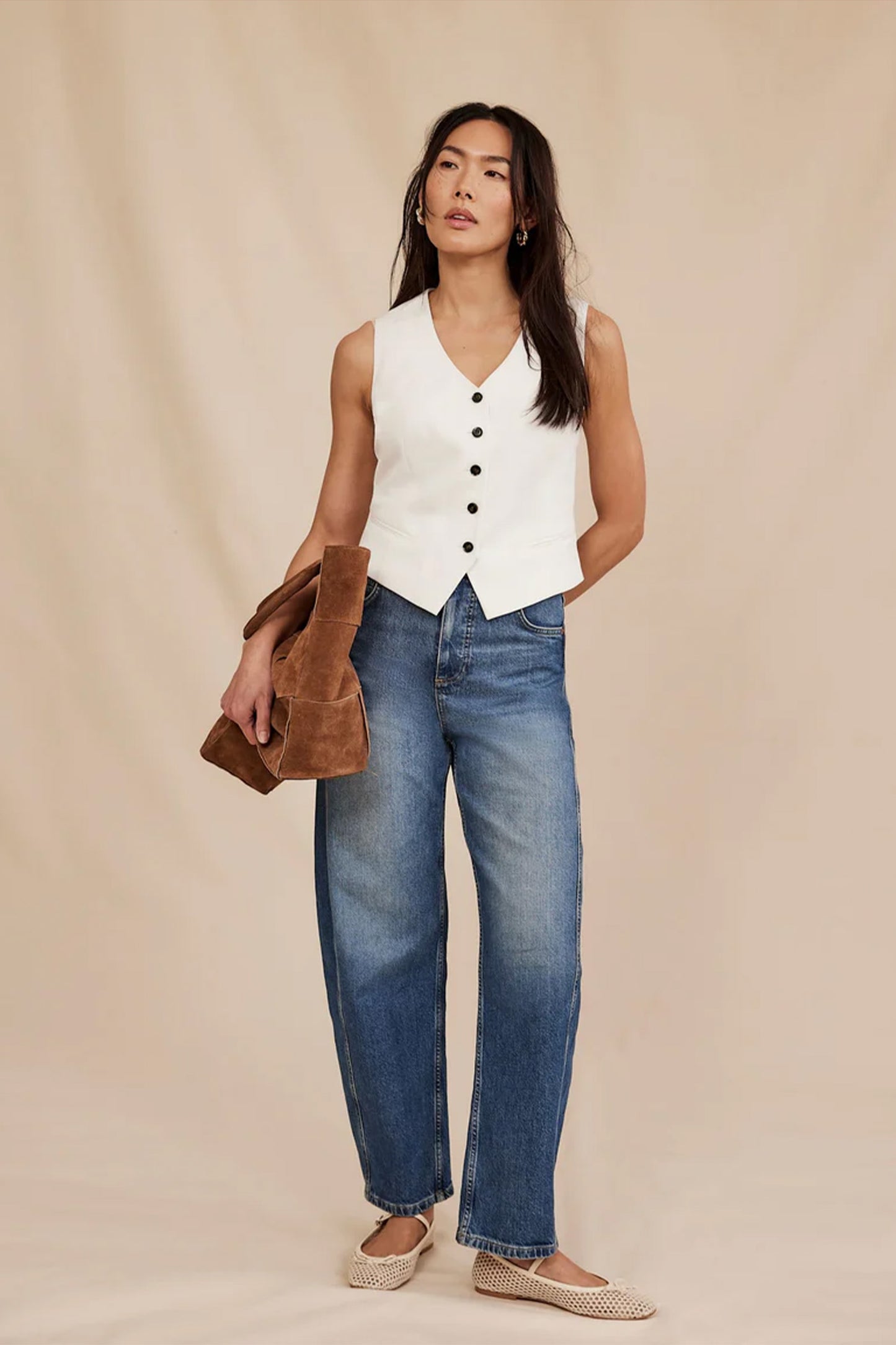 Mid Indigo Barrel Leg Jeans