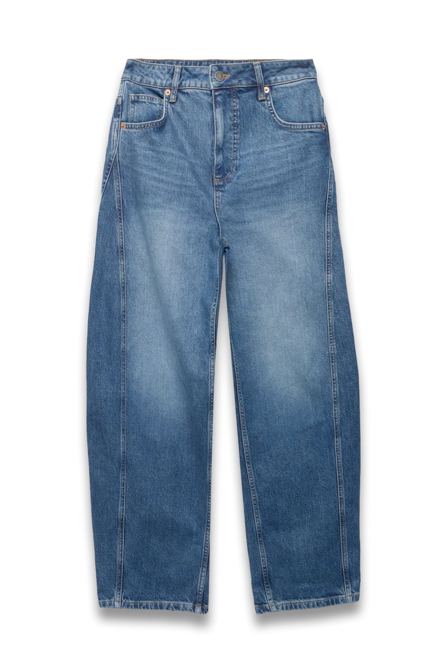 Mid Indigo Barrel Leg Jeans