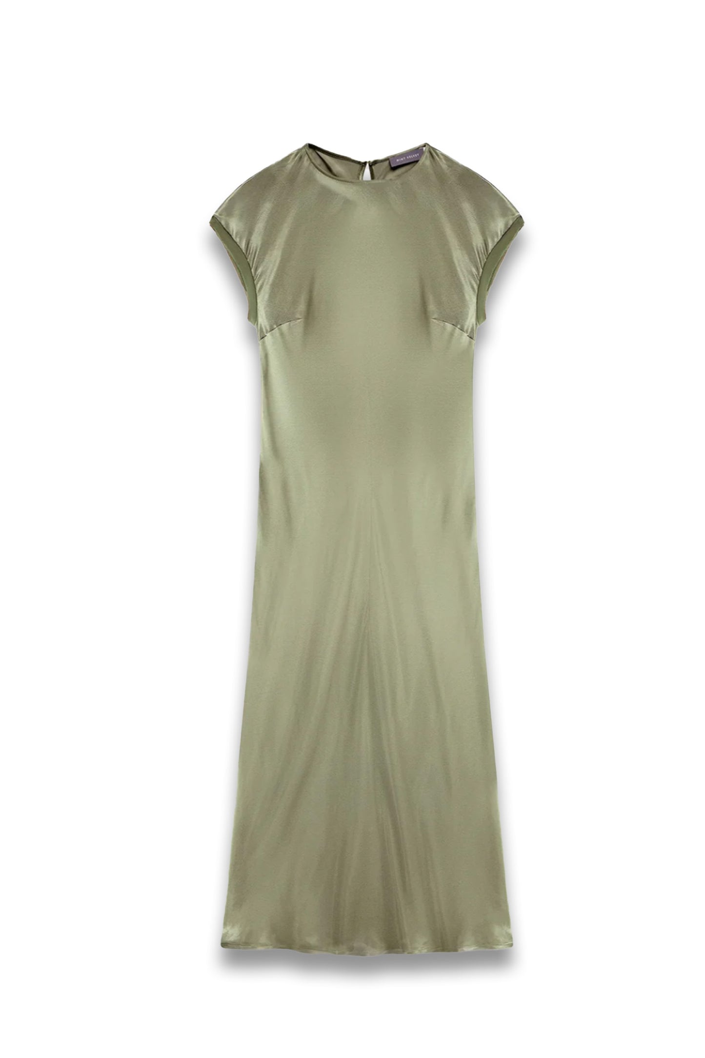 Khaki Satin Midi Dress