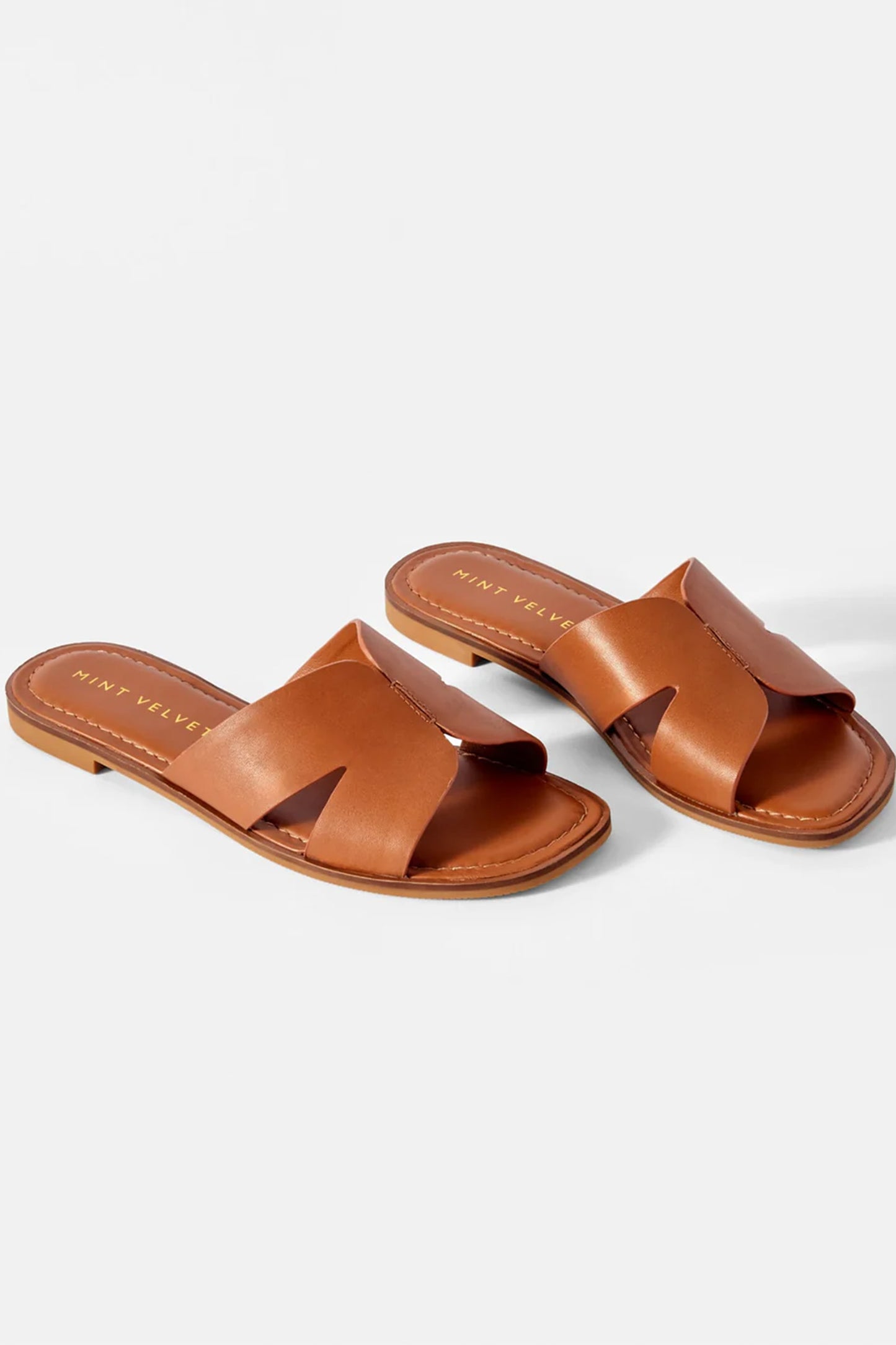 Darcie Tan Leather Flat Sandals