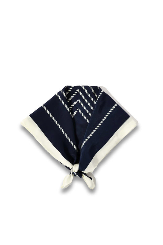 Navy Print Square Neck Scarf