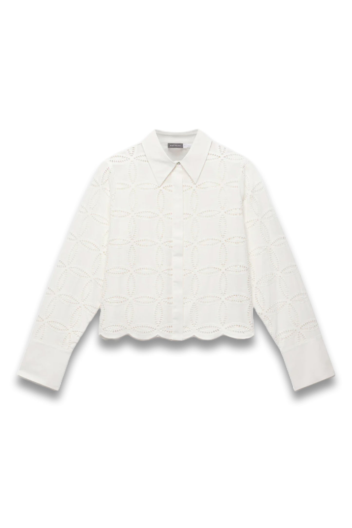White Broderie Cropped Shirt