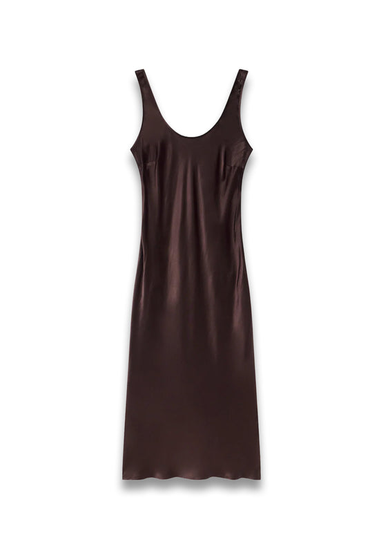 Brown Satin Slip Dress