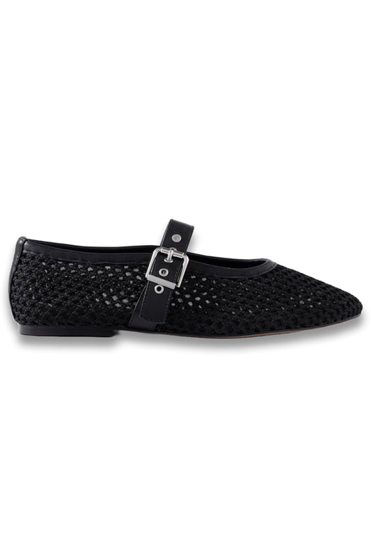 Trixie Black Mesh Ballet Flat Pumps
