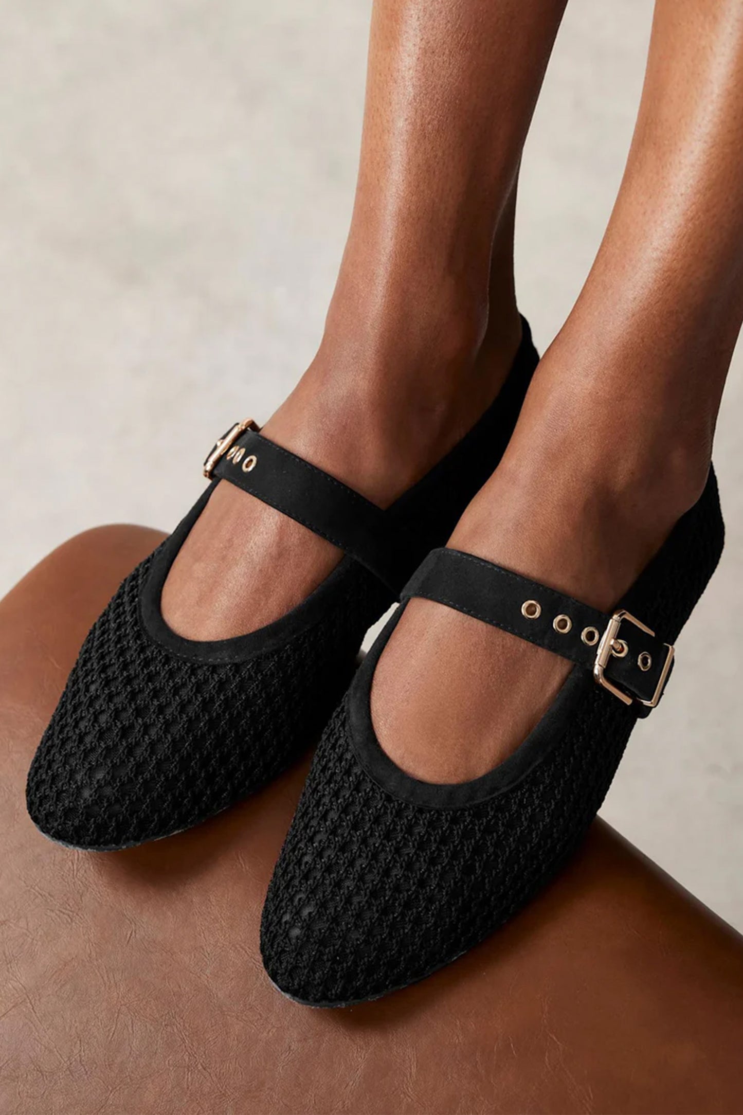 Trixie Black Mesh Ballet Flat Pumps