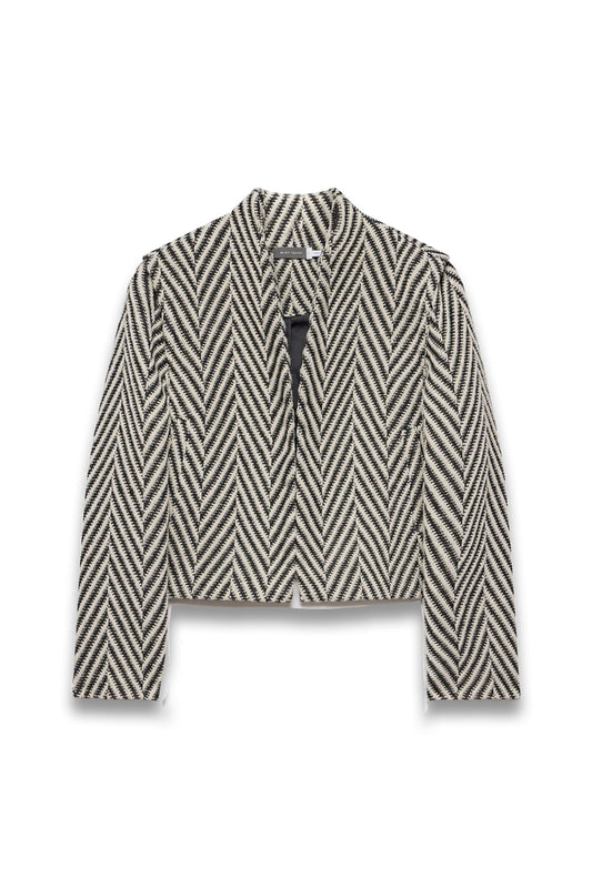 Cream Herringbone Detail Jacket
