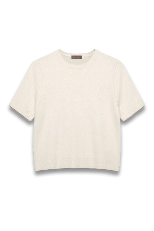 Cream Fluffy Knitted T-Shirt