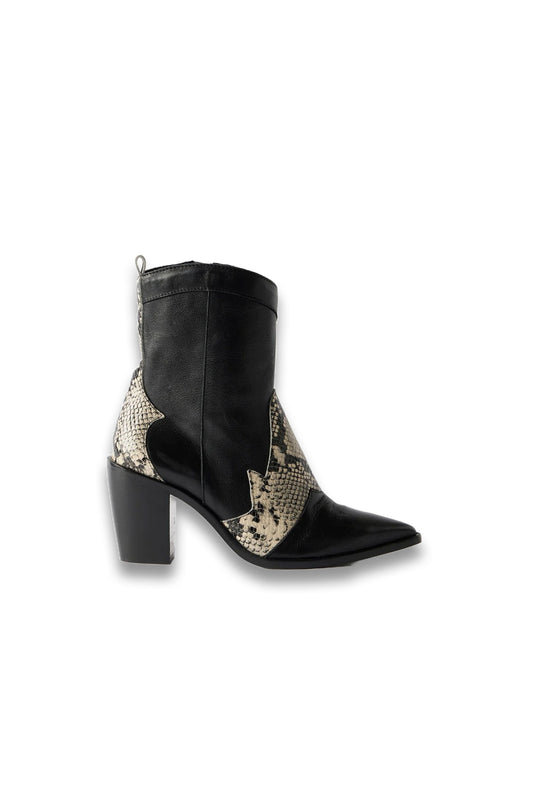 Lola Black Snake Panel Cowboy Boots