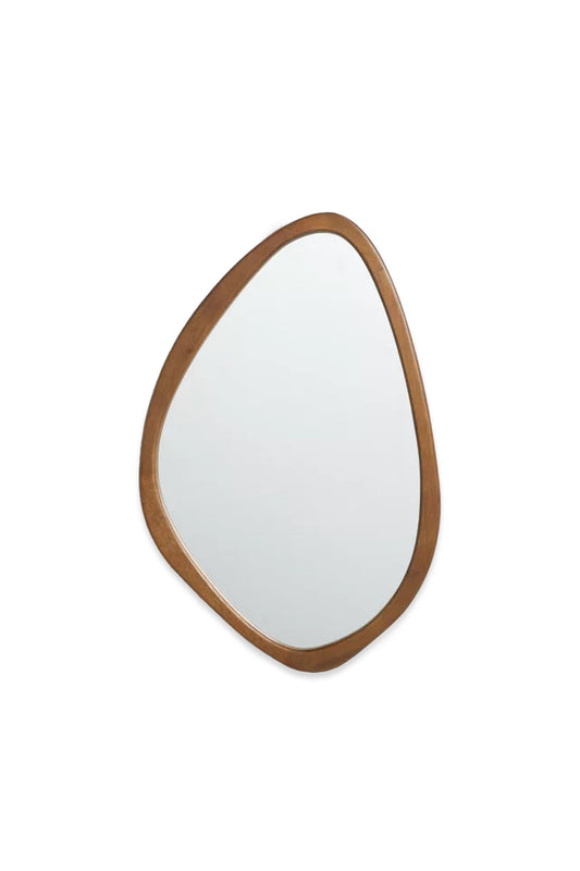 Mid Century Oval Wood Wall Mirror, 71 x 47cm, Walnut