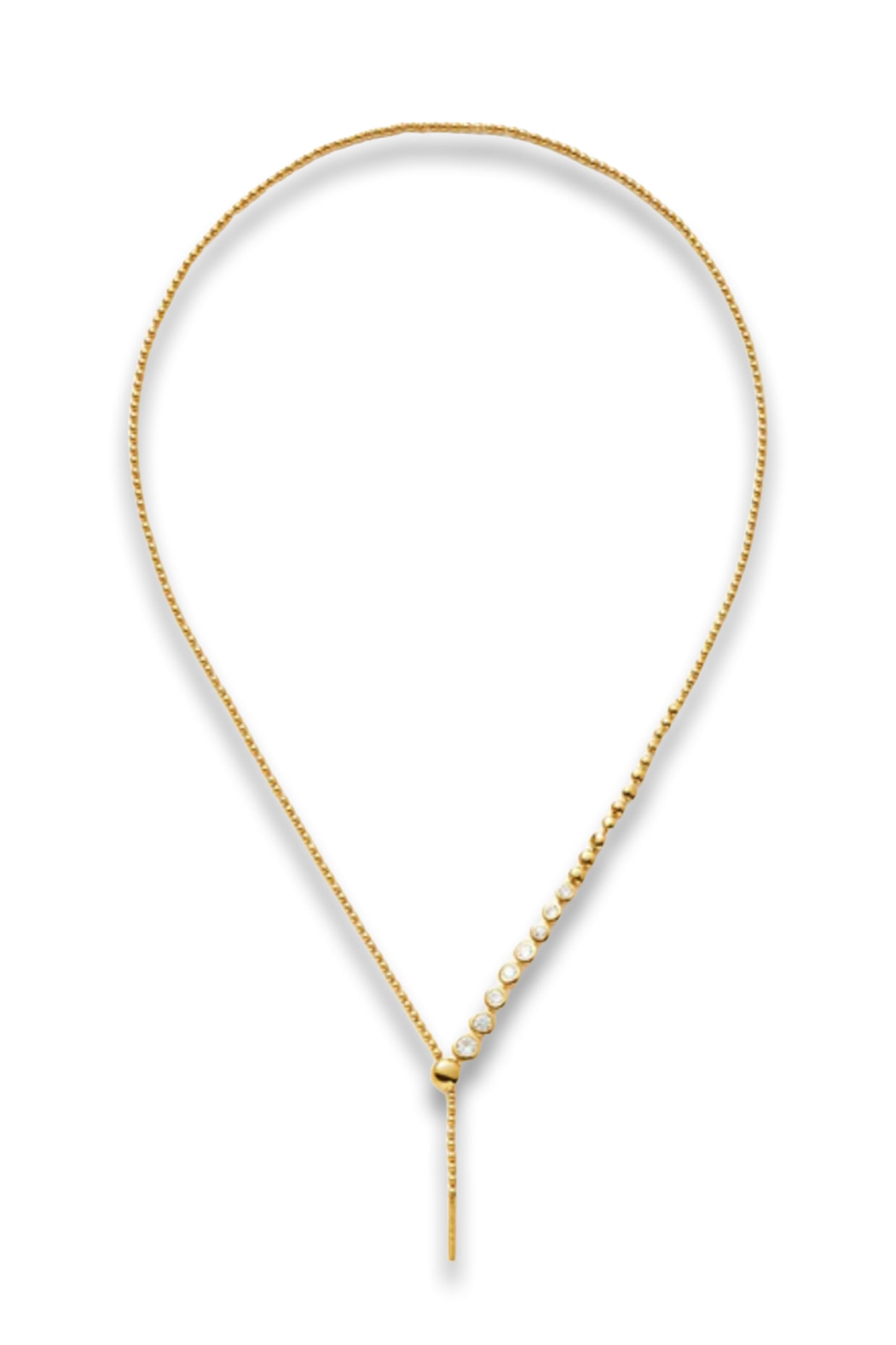 Beaded Stone Slider Lariat Necklace
