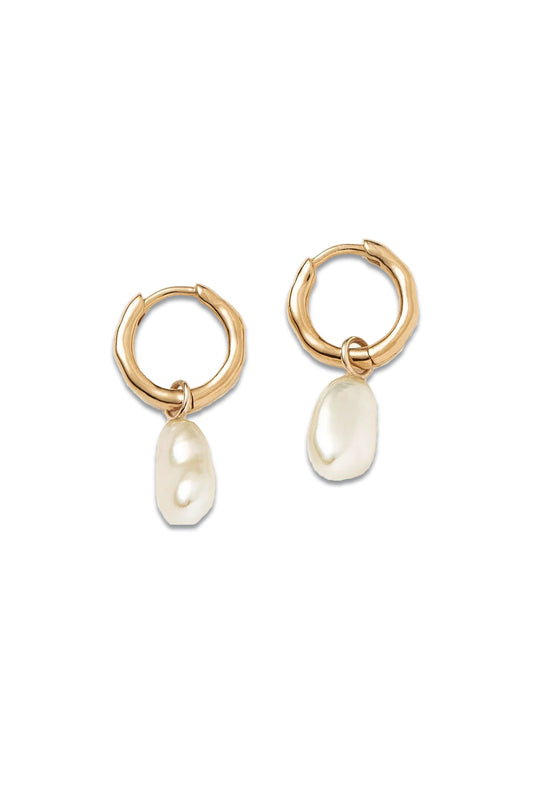 Fine Pearl Drop Mini Hoop Earrings