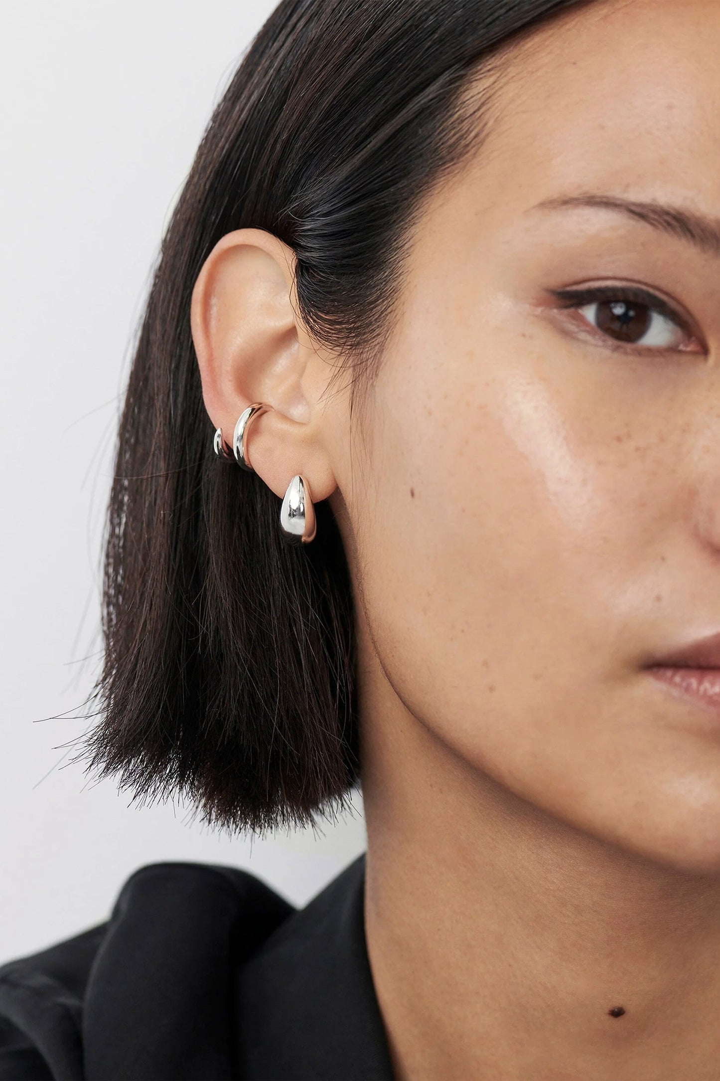 Silver Savi Dome Mini Hoop Earrings