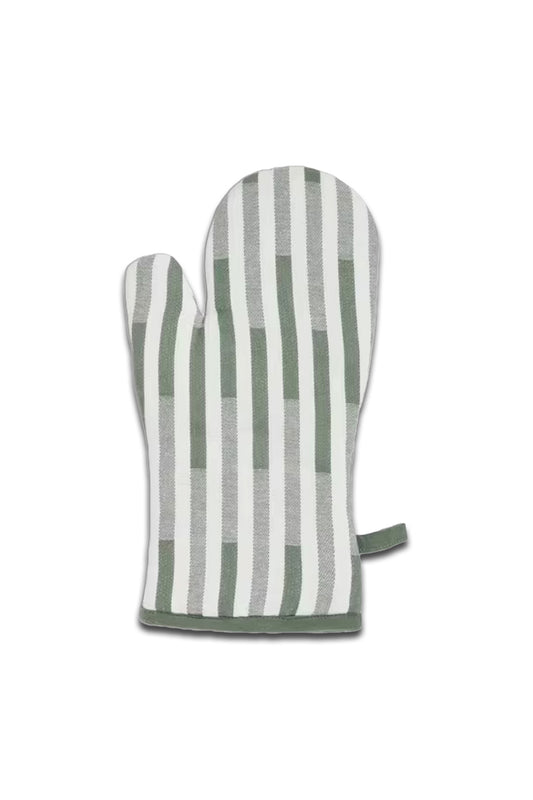 Striped Cotton Oven Mitt, Rosemary