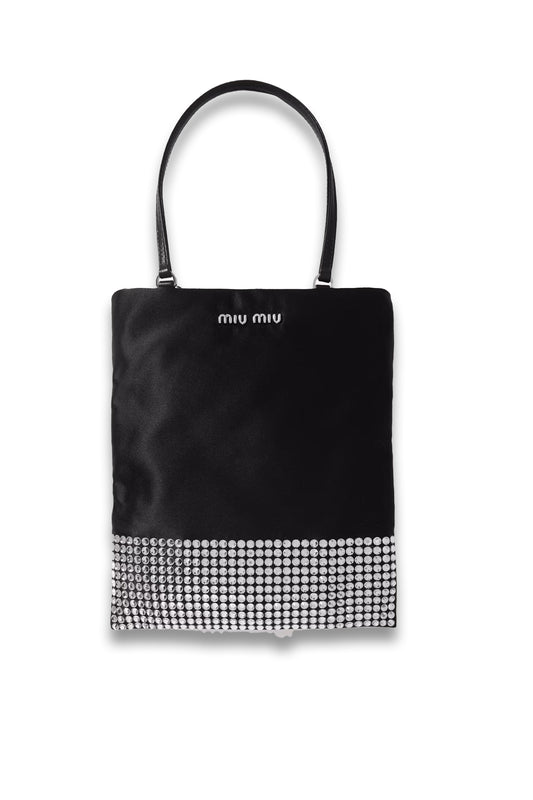 Mini crystal-embellished satin tote