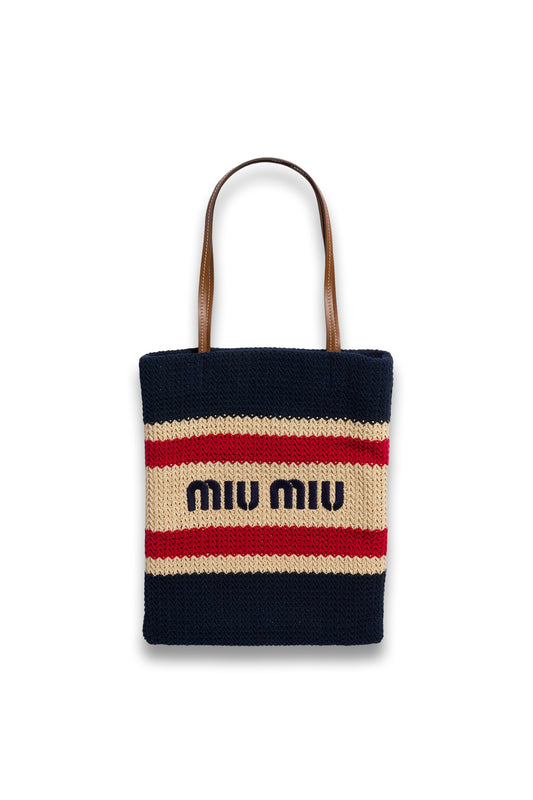Miu Miu raffia striped tote bag 

