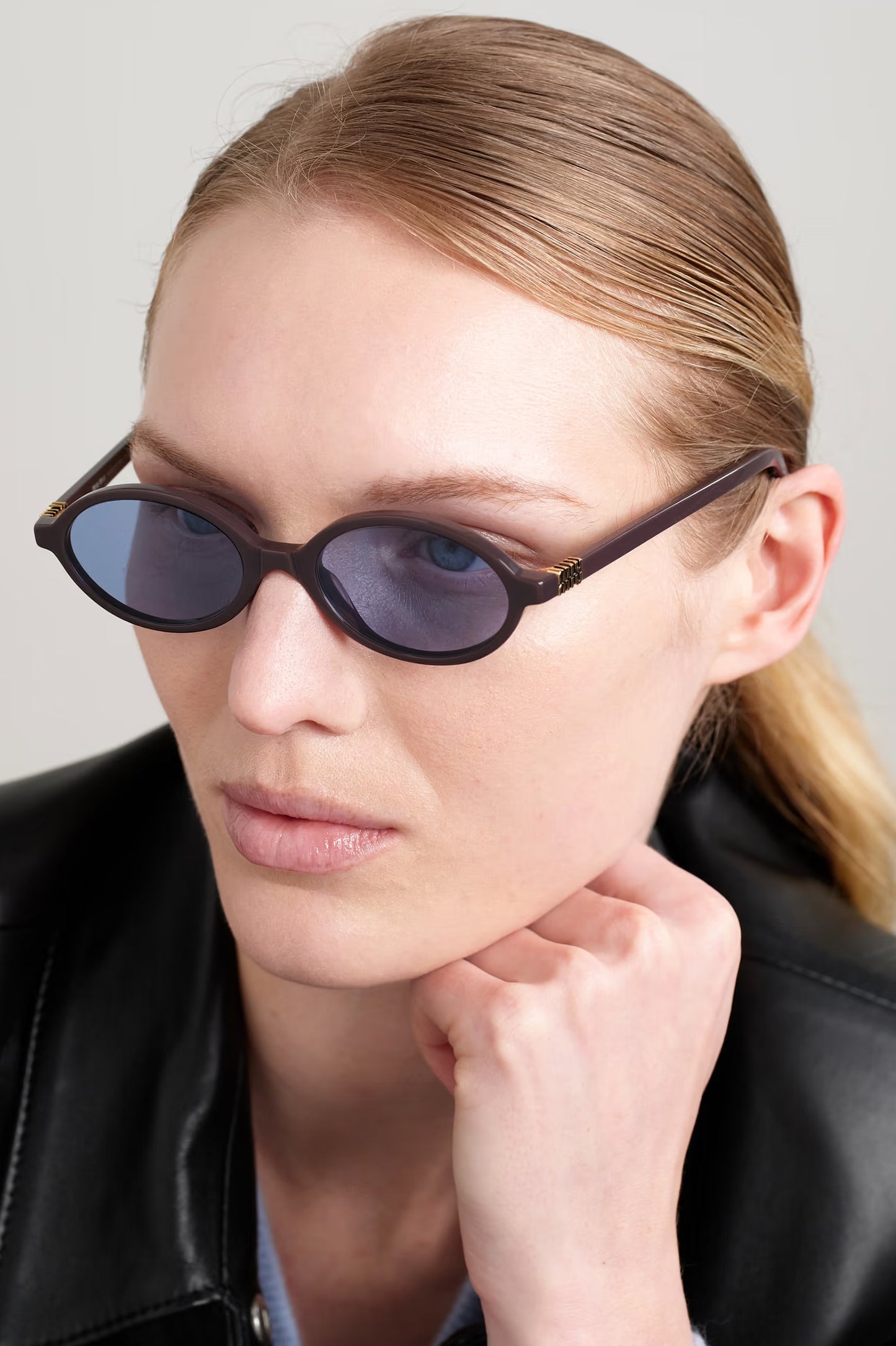 Oval-frame Acetate Sunglasses