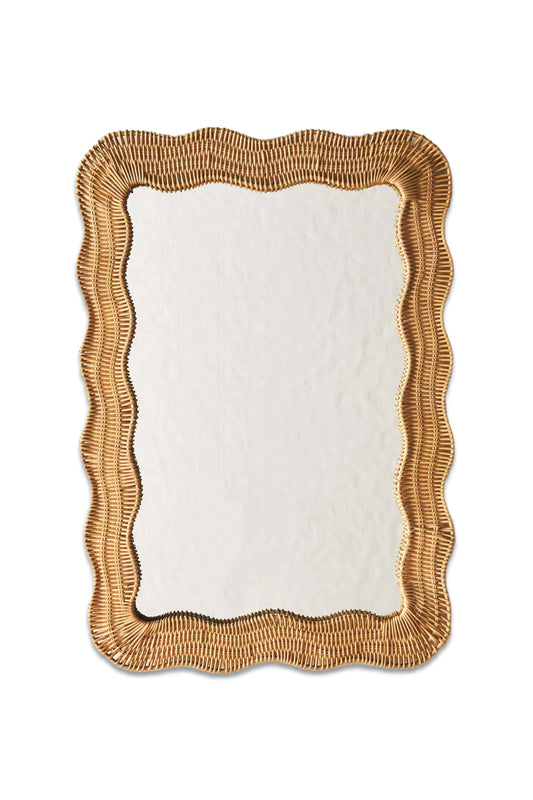Linden Scalloped Rattan Wall Mirror