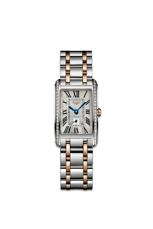 Dolcevita With Silver Dial & Stainless Steel, 18k Rose Gold Strap