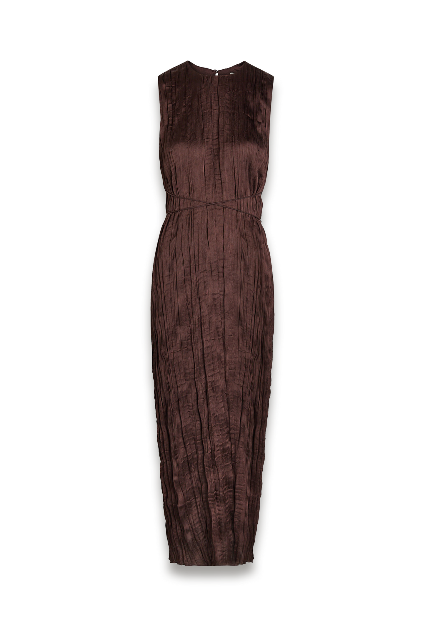 Mizu Belted Plissé Midi Dress