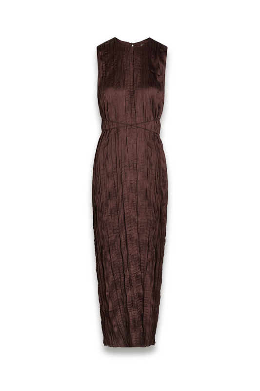 Mizu Belted Plissé Midi Dress