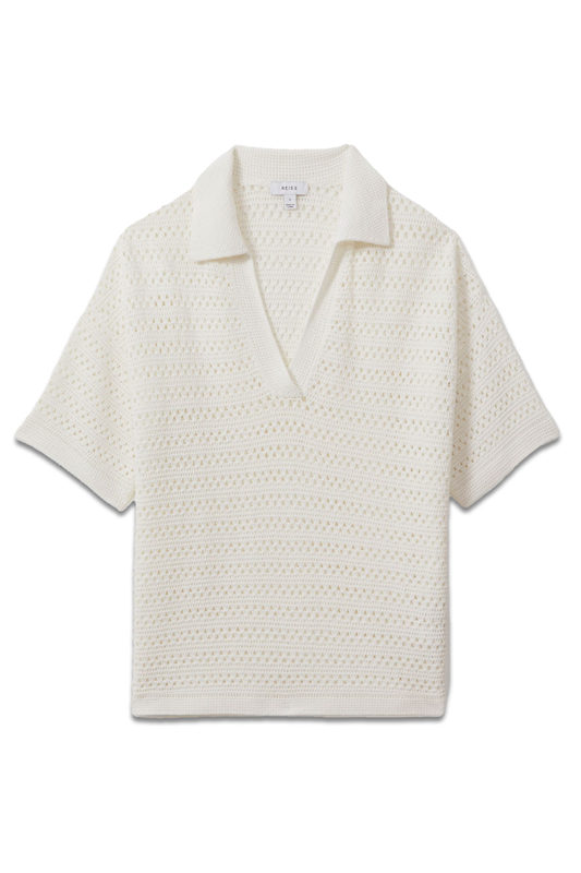 Carla Knitted Open-Collar Polo Shirt