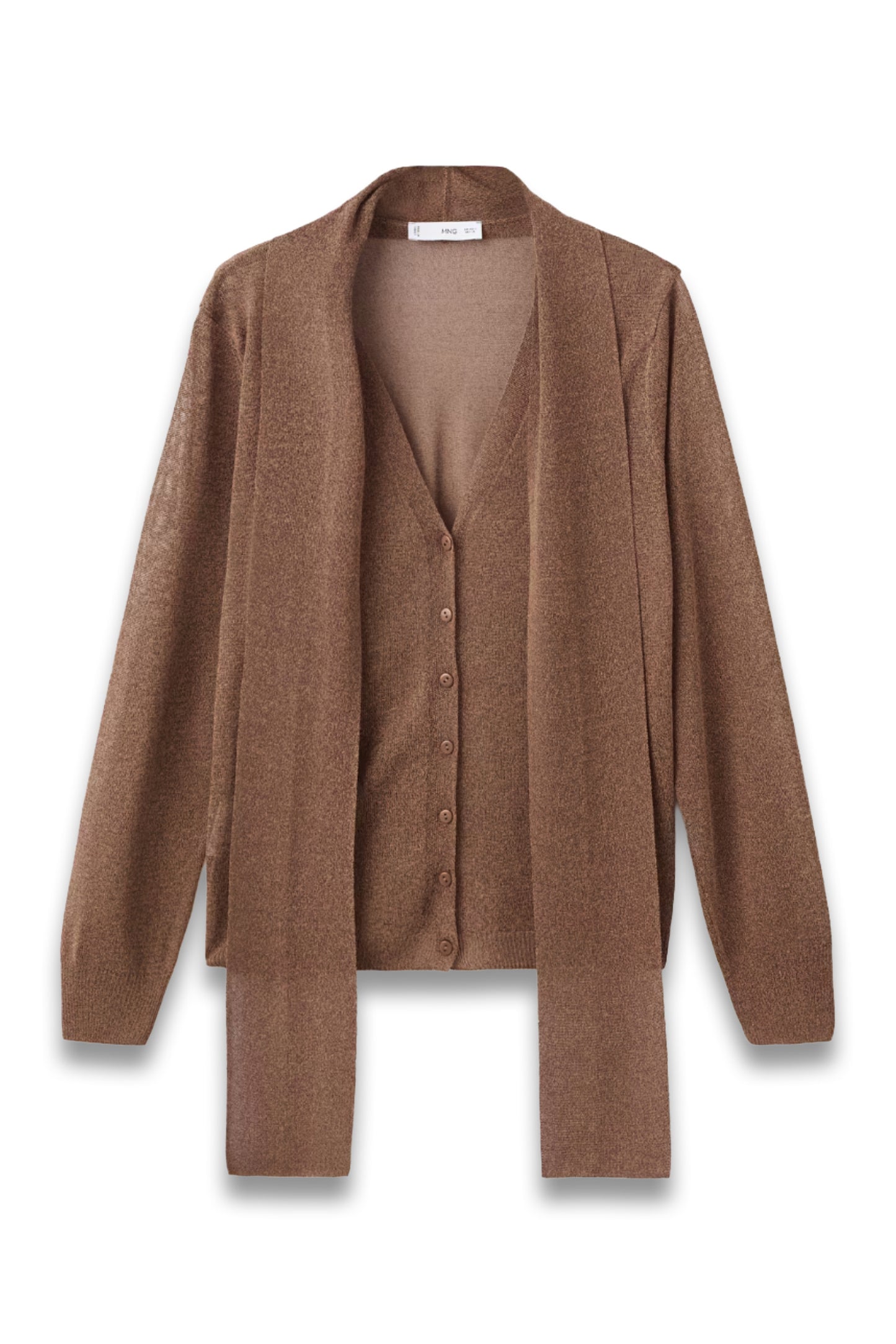 Fine-knit Cardigan with Foulard