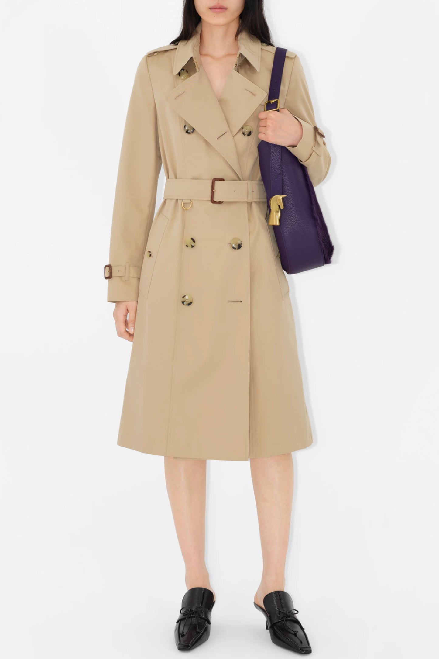 The Chelsea Long Cotton-gabardine Beige Trench Coat