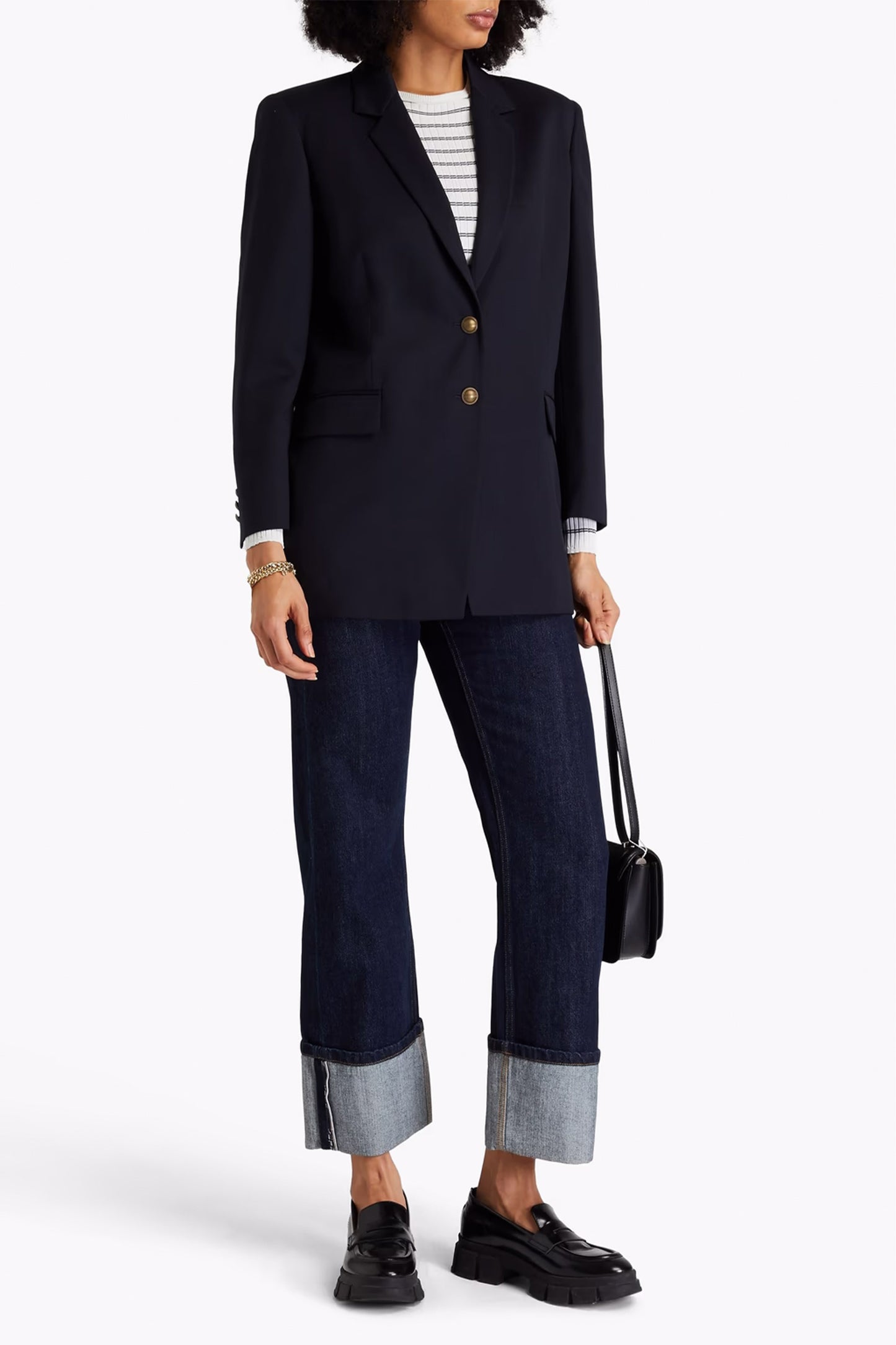 Wool-blend twill blazer