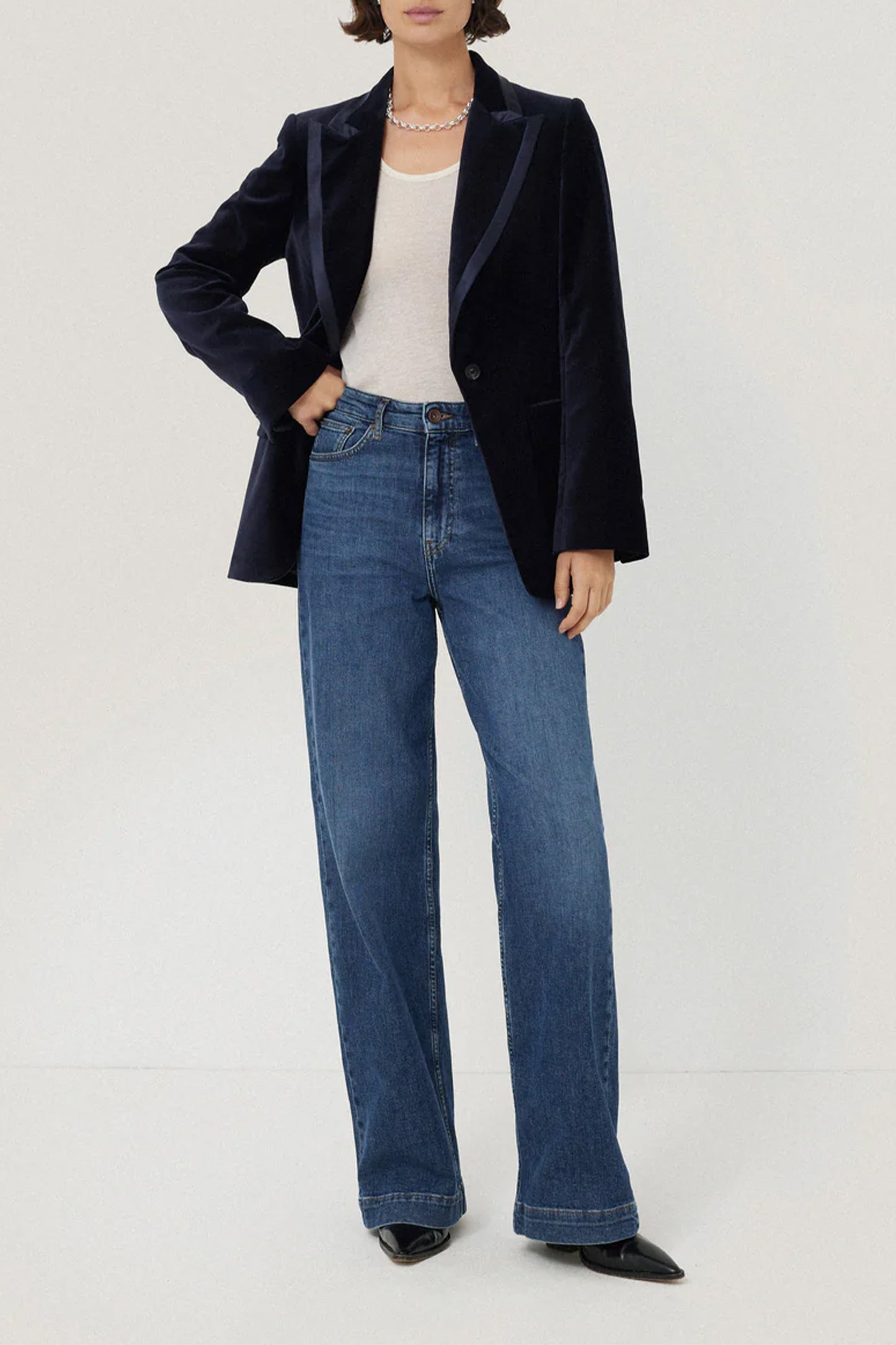 Ashby Velvet Blazer, Navy