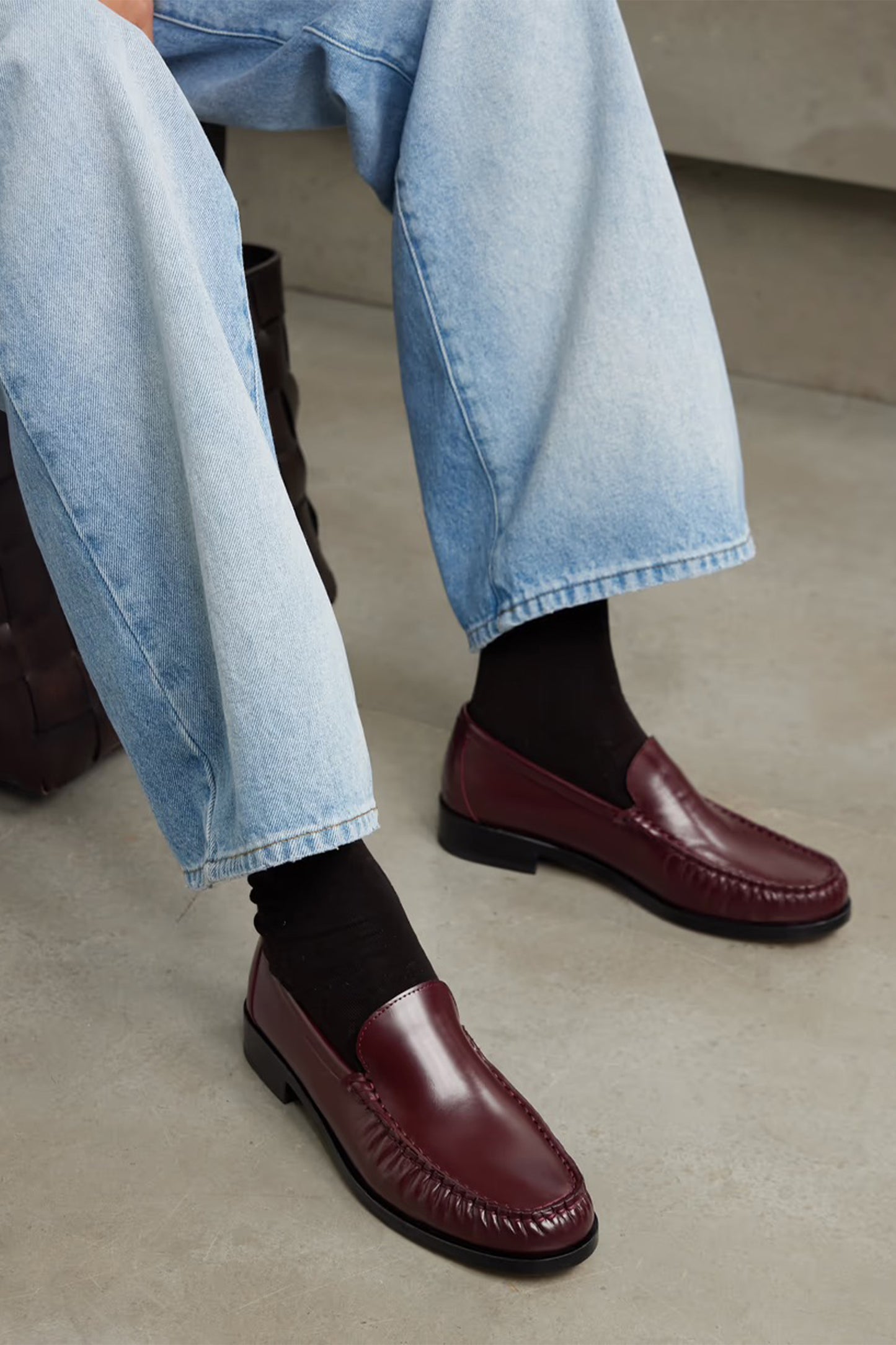 67 ruched leather loafers