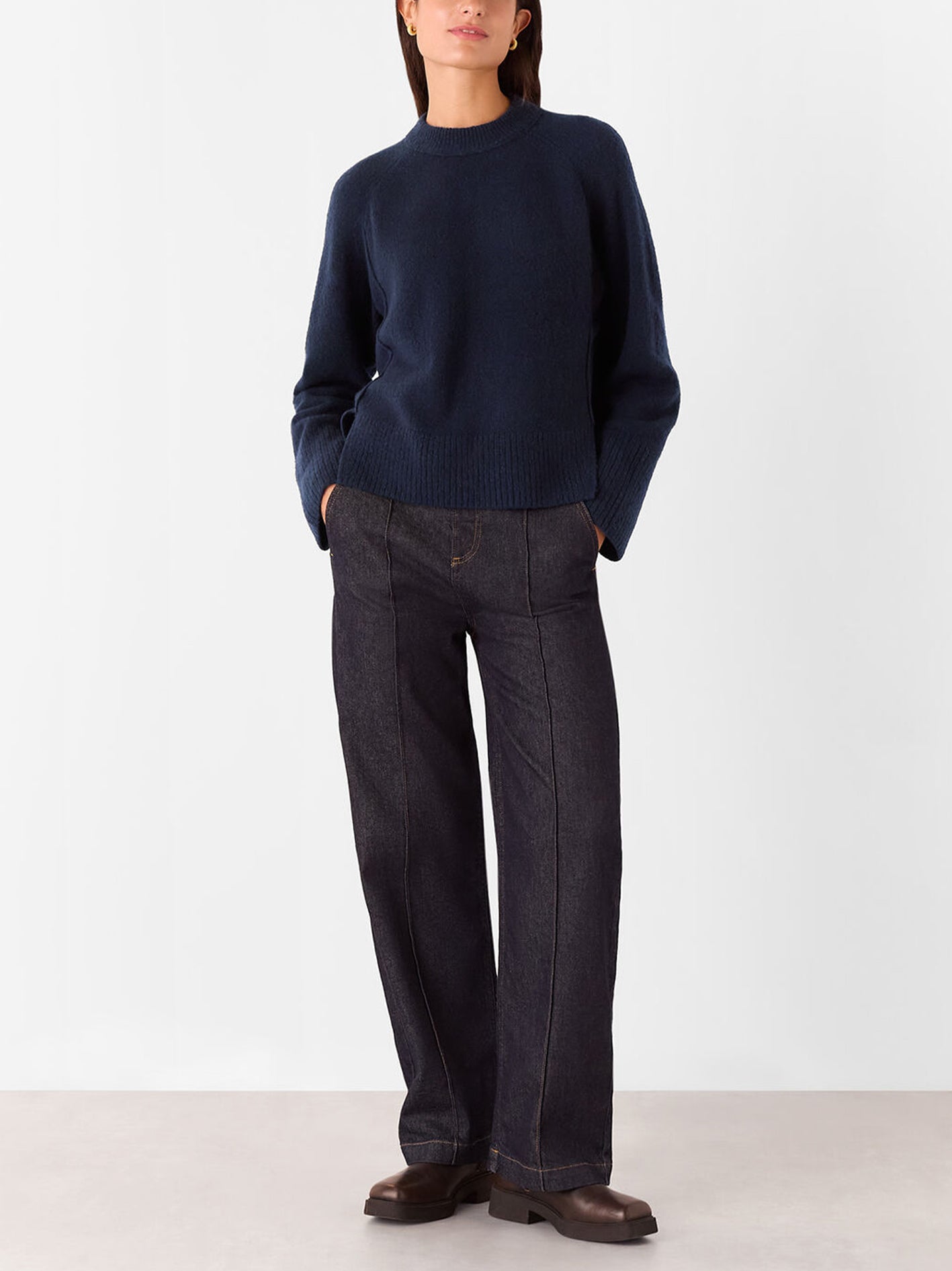 Navy Wool Mix Side Split Knit