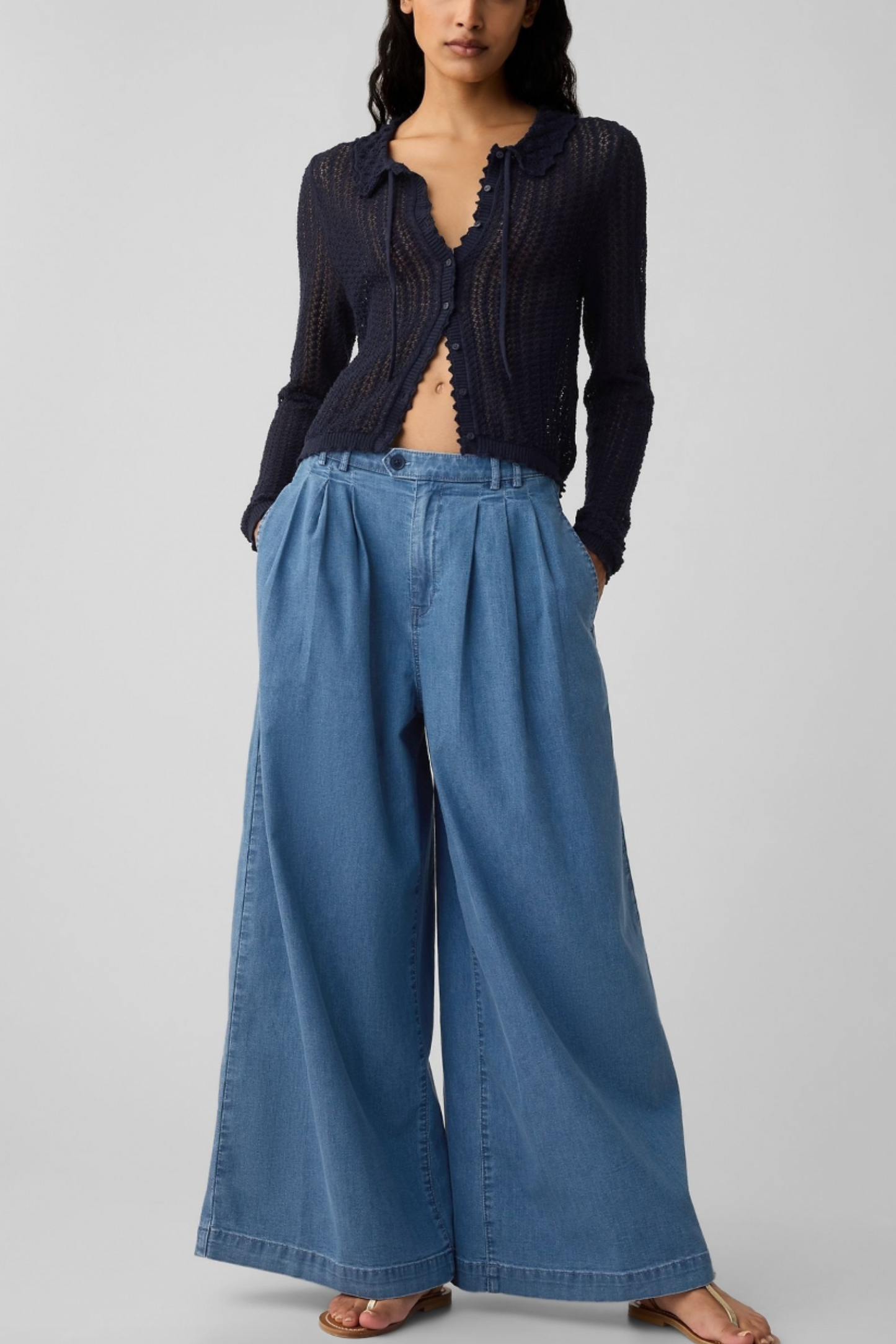 DÔEN High Waisted Wide Leg Denim Trousers