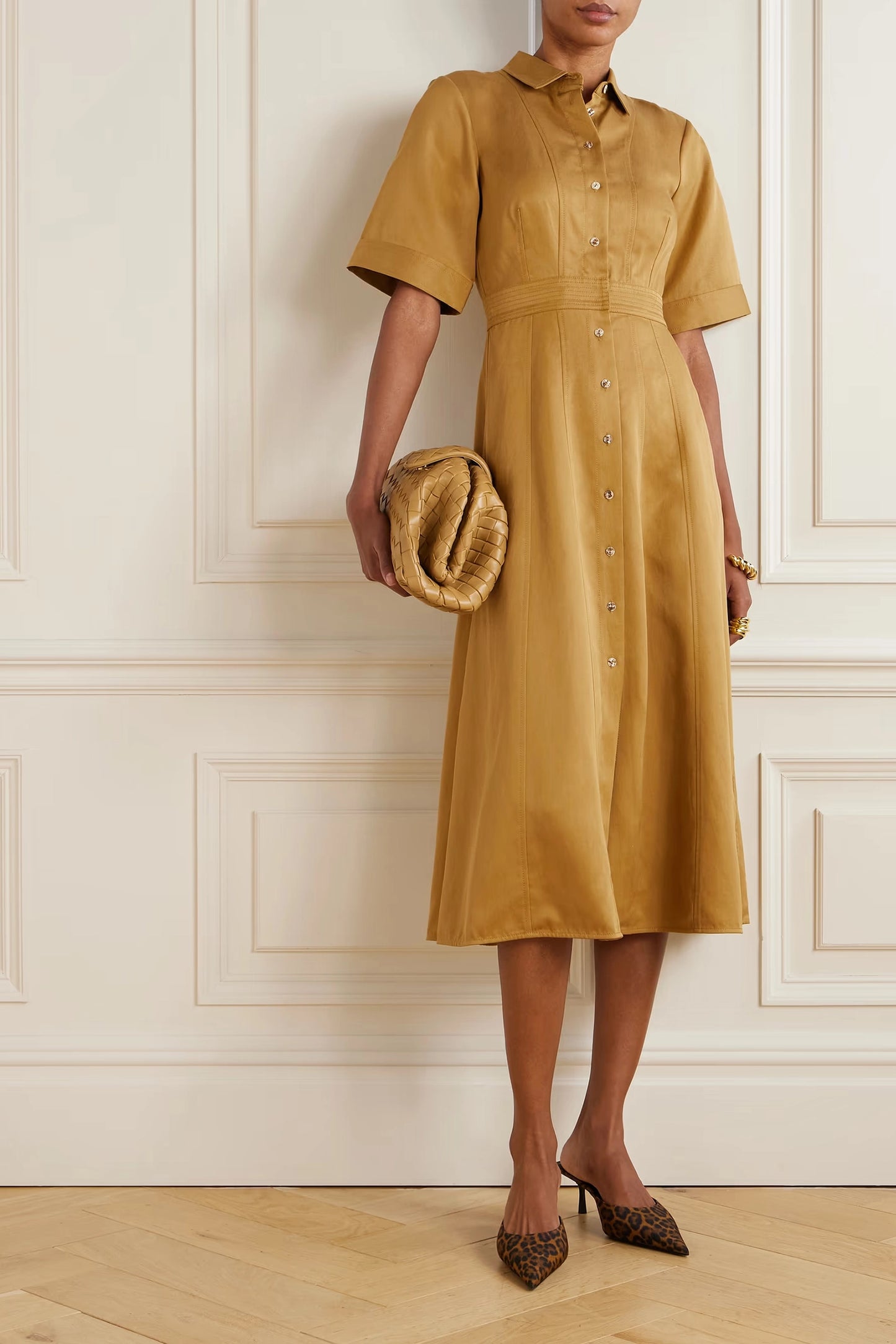 Vallis Lyocell-Blend Twill Midi Shirt Dress