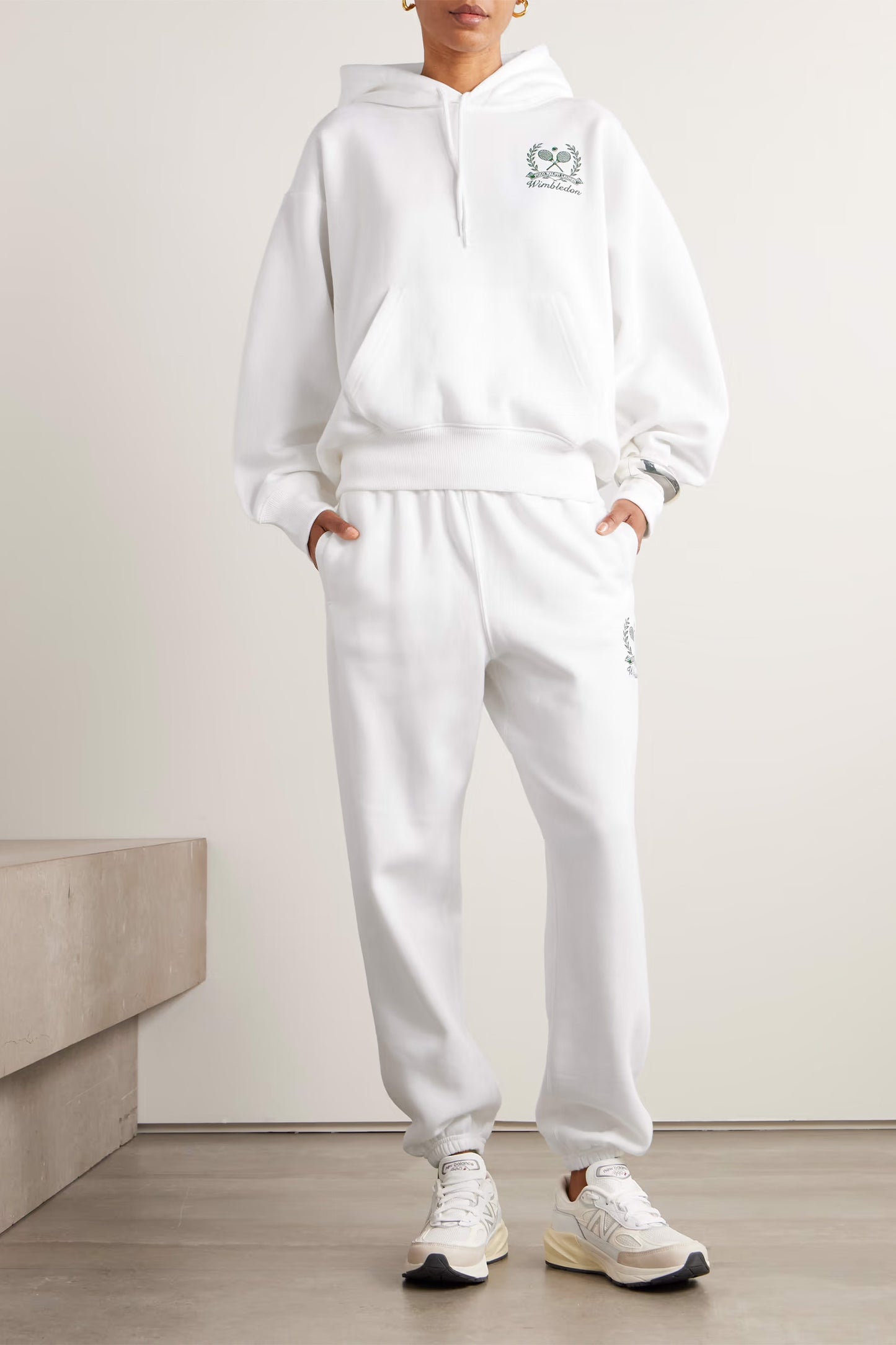 + Wimbledon embroidered cotton-blend jersey hoodie