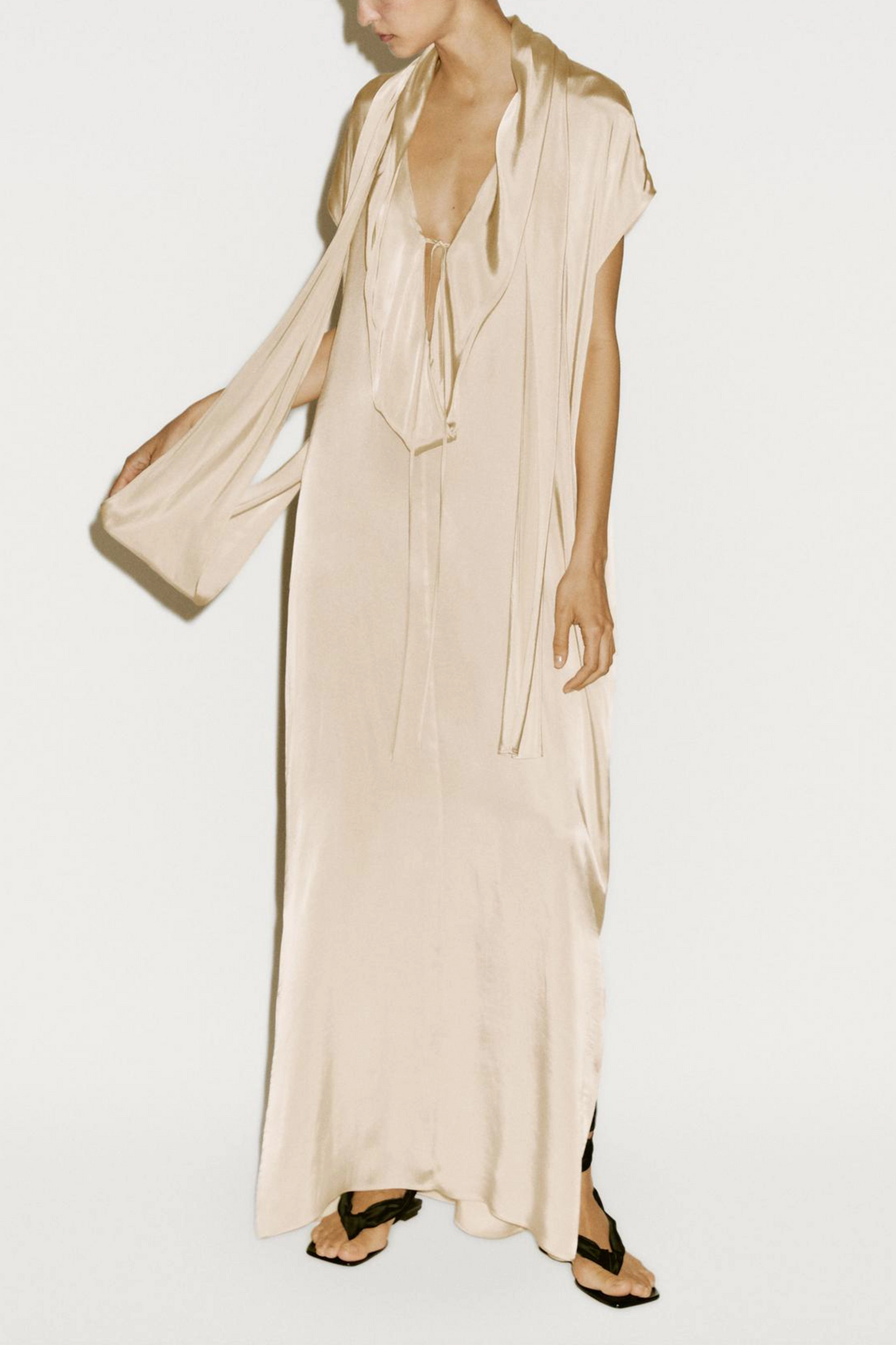 Long Flowing Dress with Scarf Detail - Limited Edition