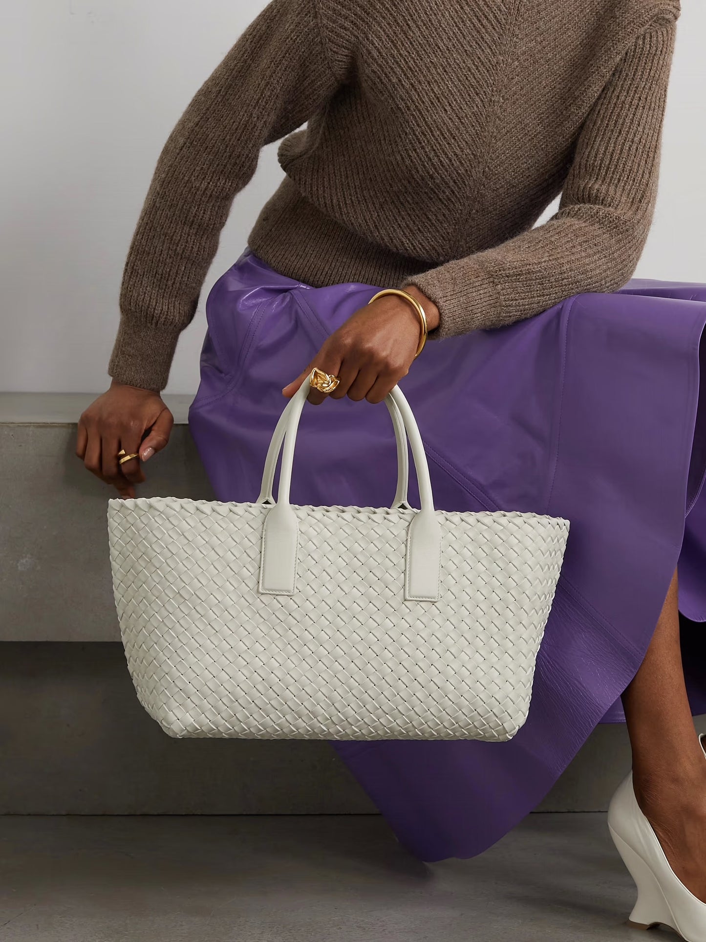 Small Cabat Intrecciato Leather Tote