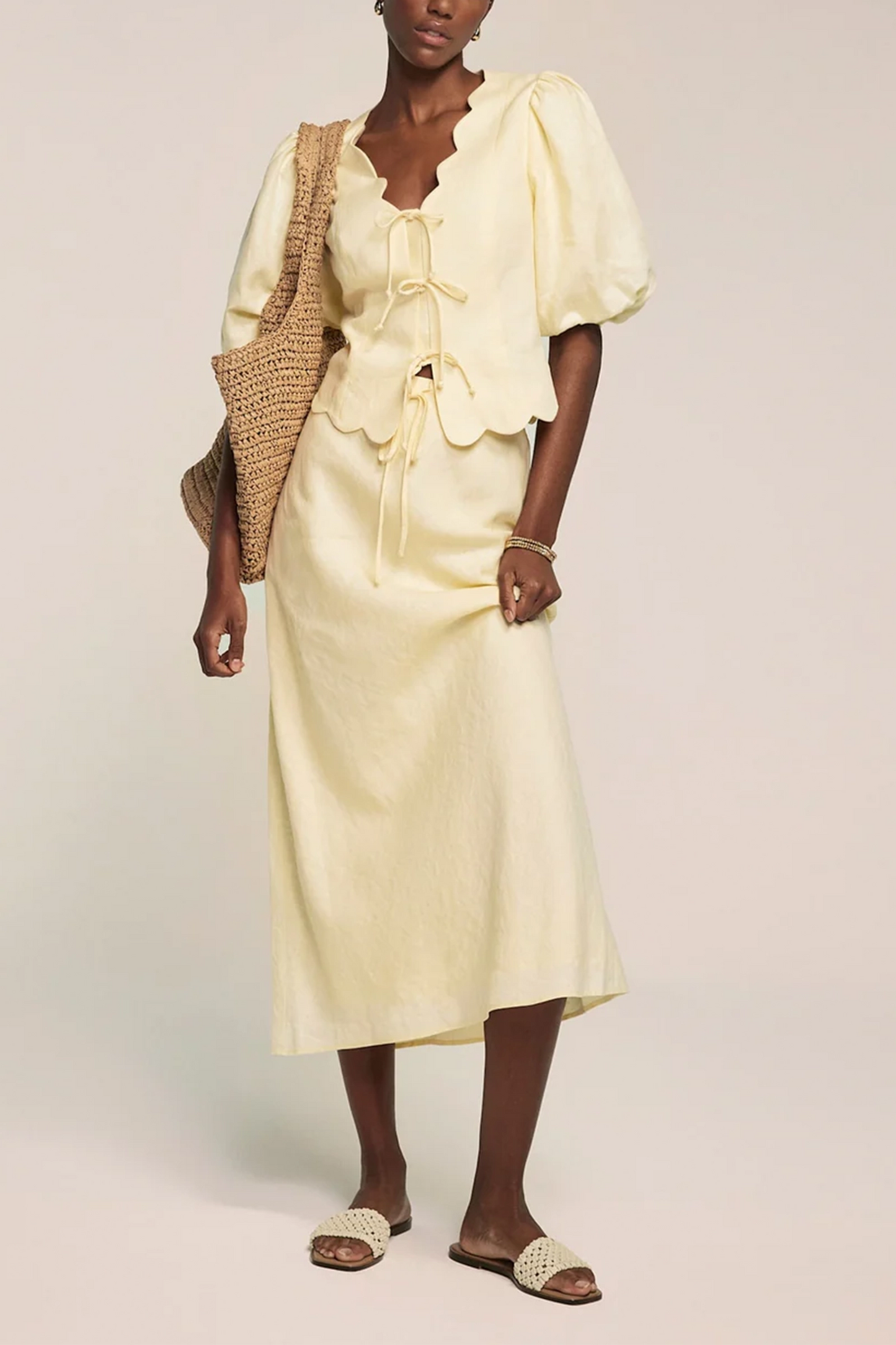 Yellow Linen Maxi Skirt