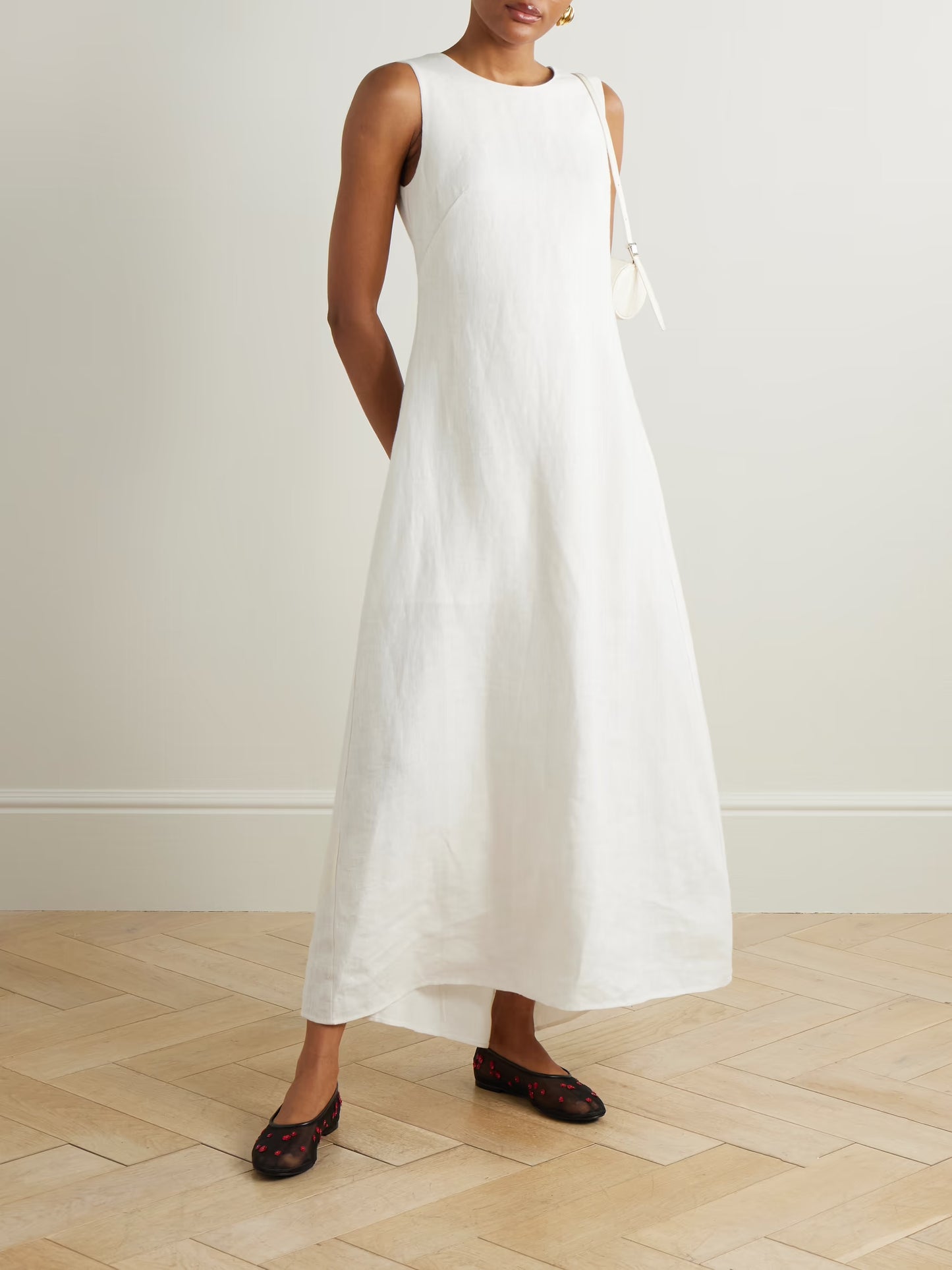 Matilda Open-Back Tiered Linen Maxi Dress