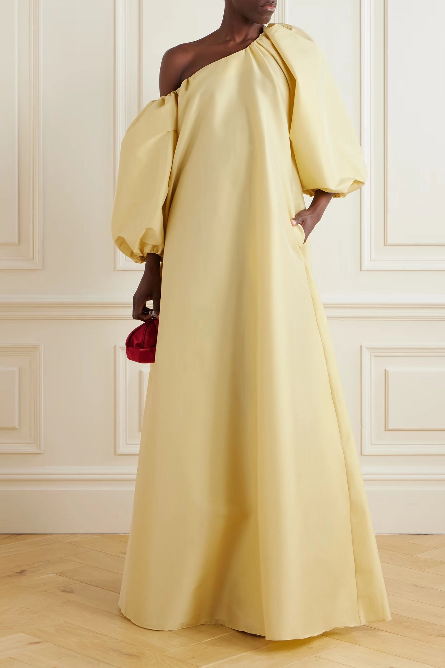 Nathalie Off-The-Shoulder Taffeta Gown