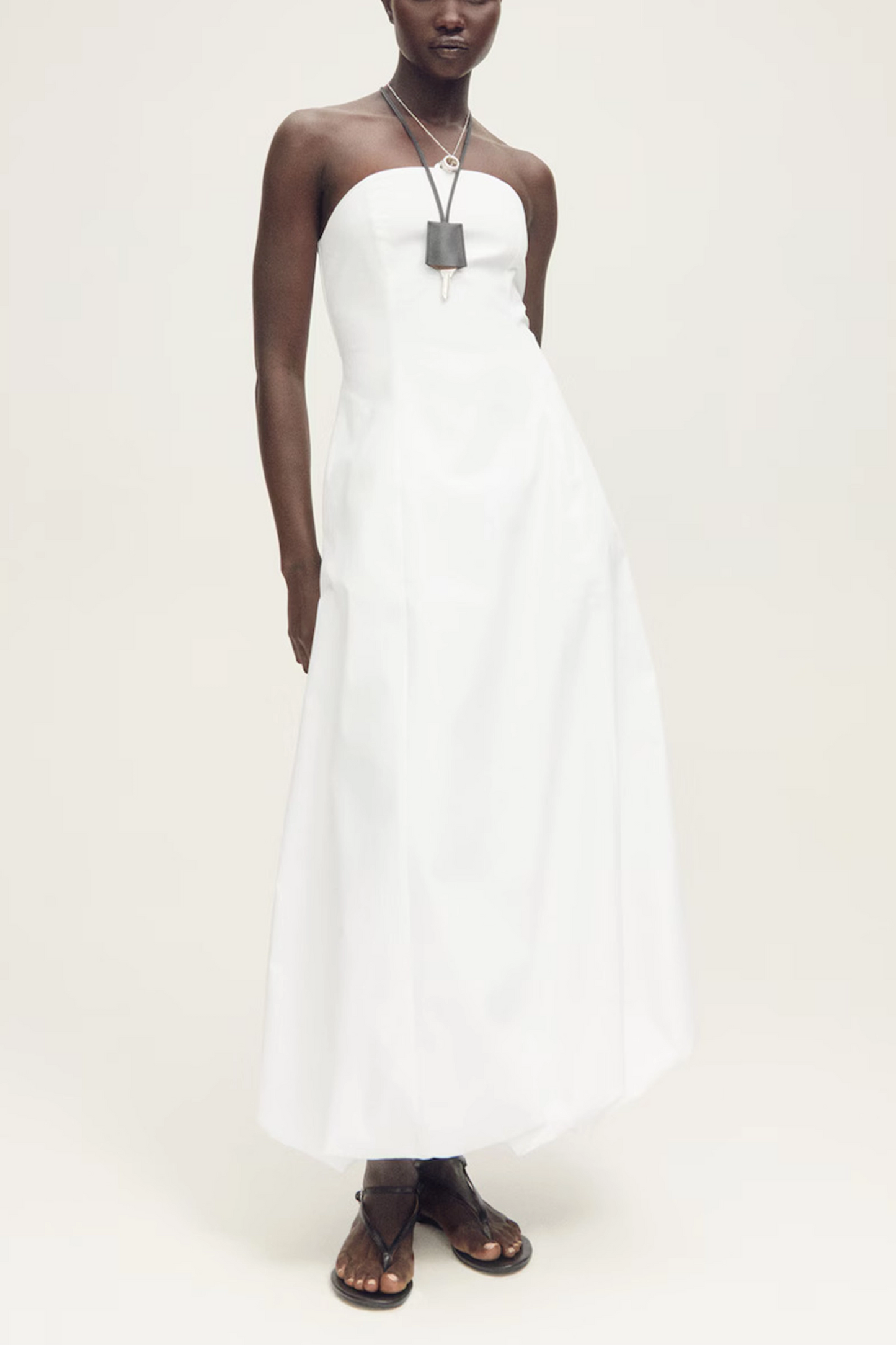 Strapless Dress with Puffed Hem