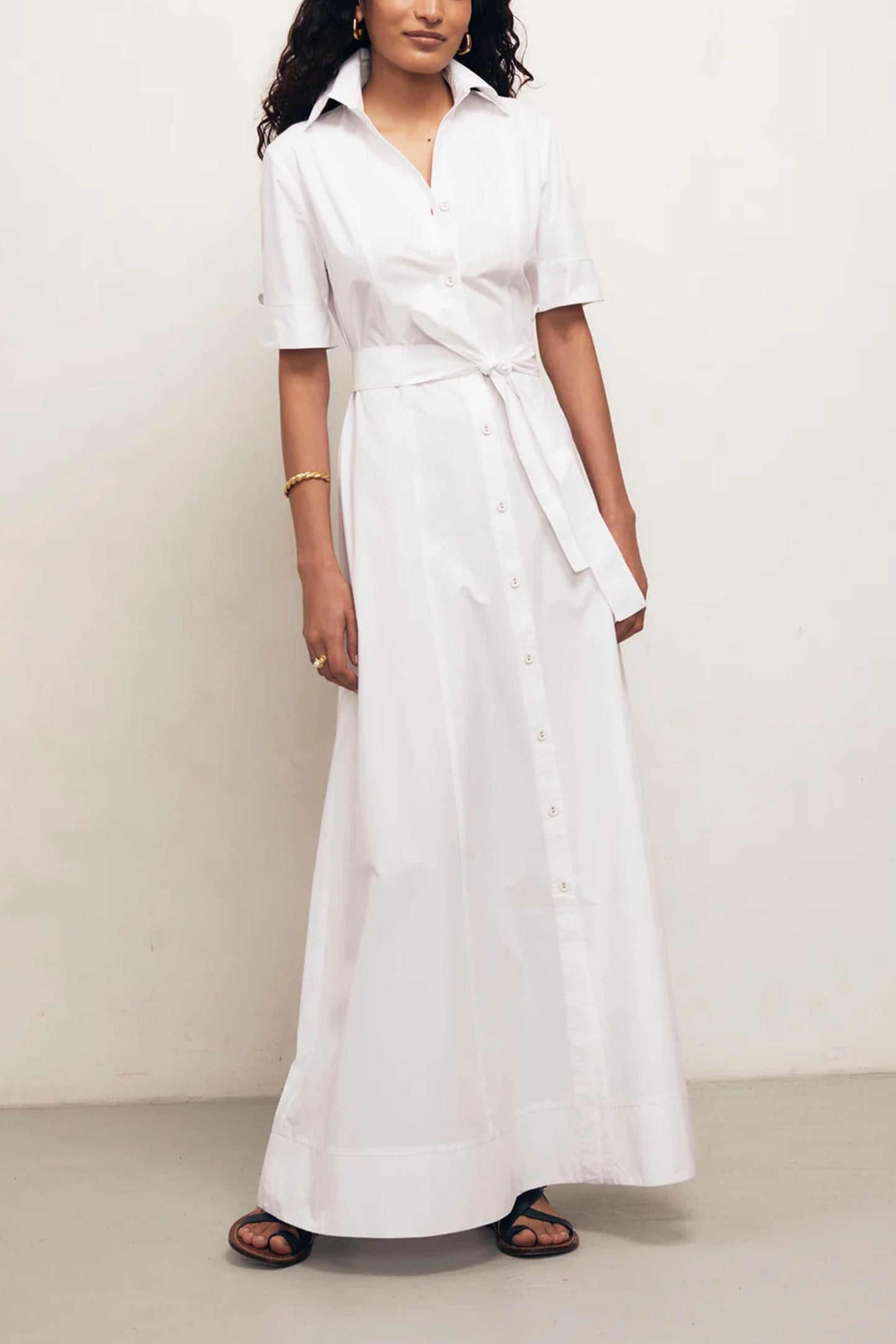 Bodhi - White Cotton Poplin Dress