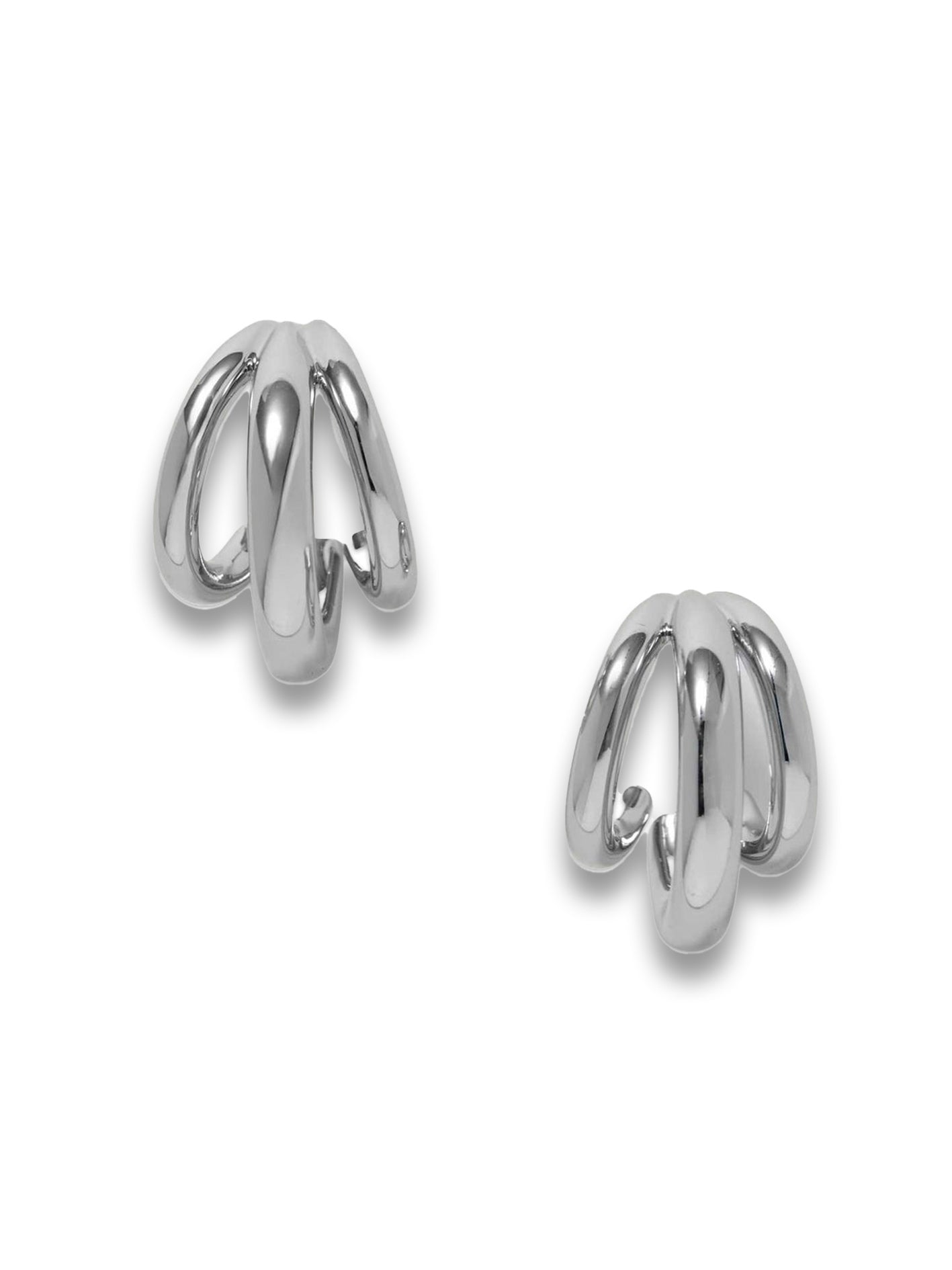 Triple Lilly Silver-Plated Hoop Earrings