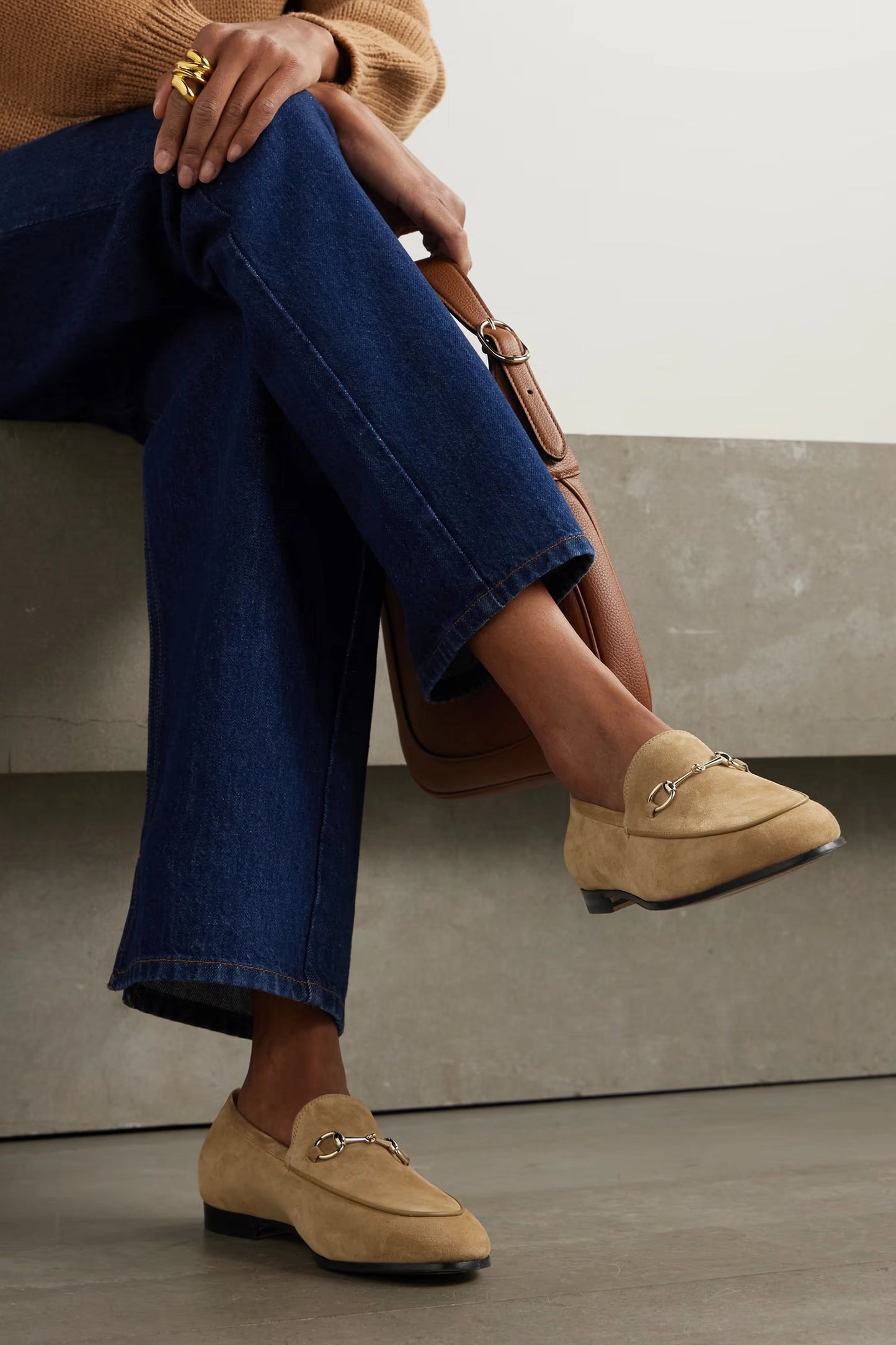 Jordaan Horsebit-Detailed Leather-Trimmed Suede Loafers