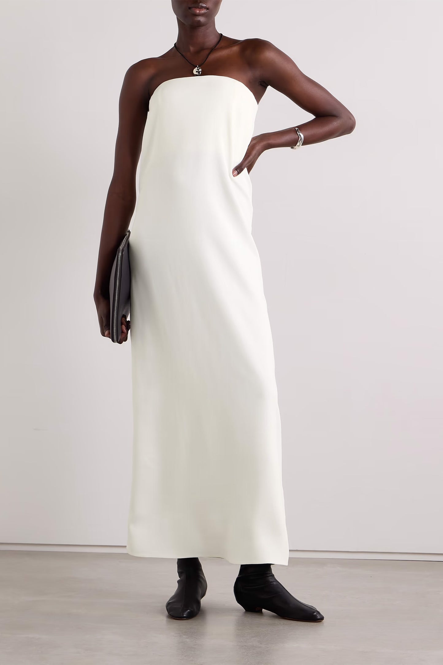 Strapless Crepe Maxi Dress