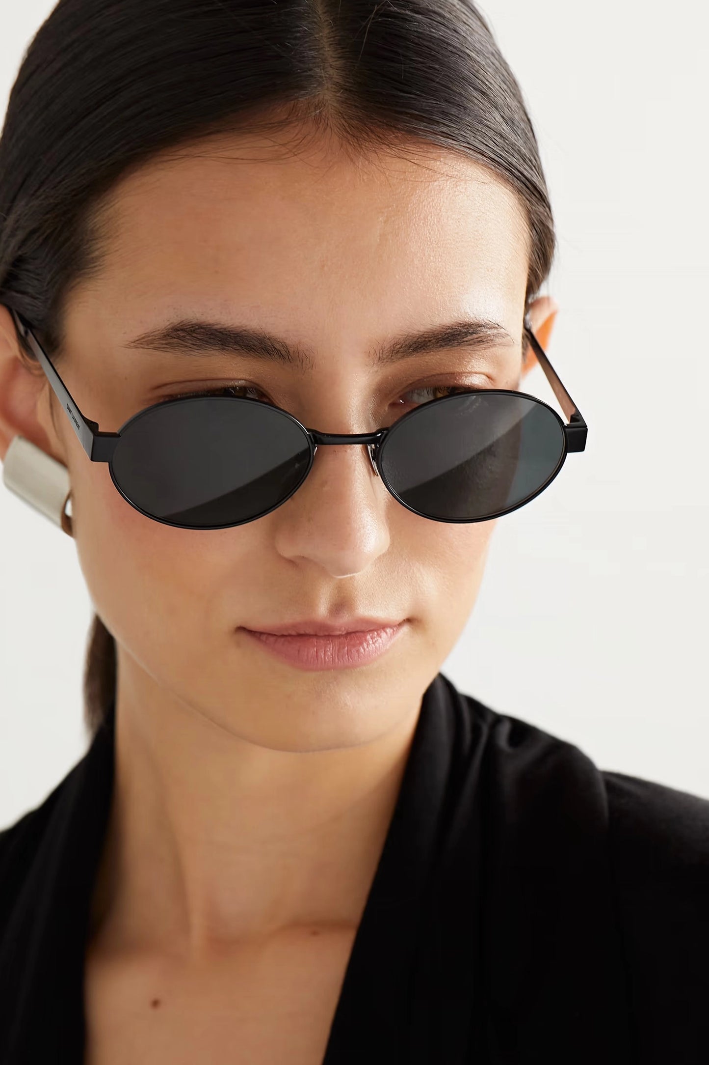 Oval-Frame Metal Sunglasses