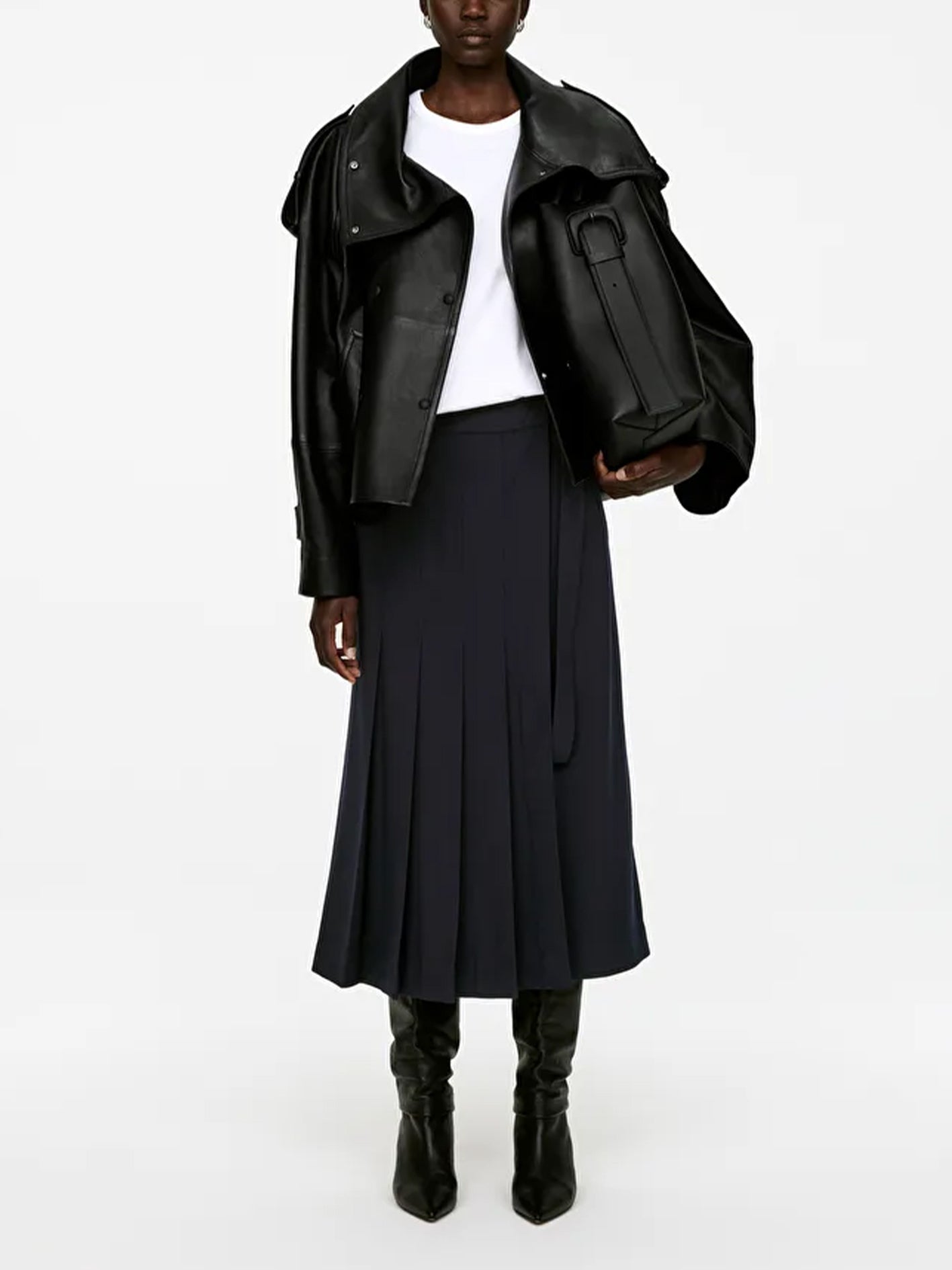 Pleated Wool-Blend Skirt
