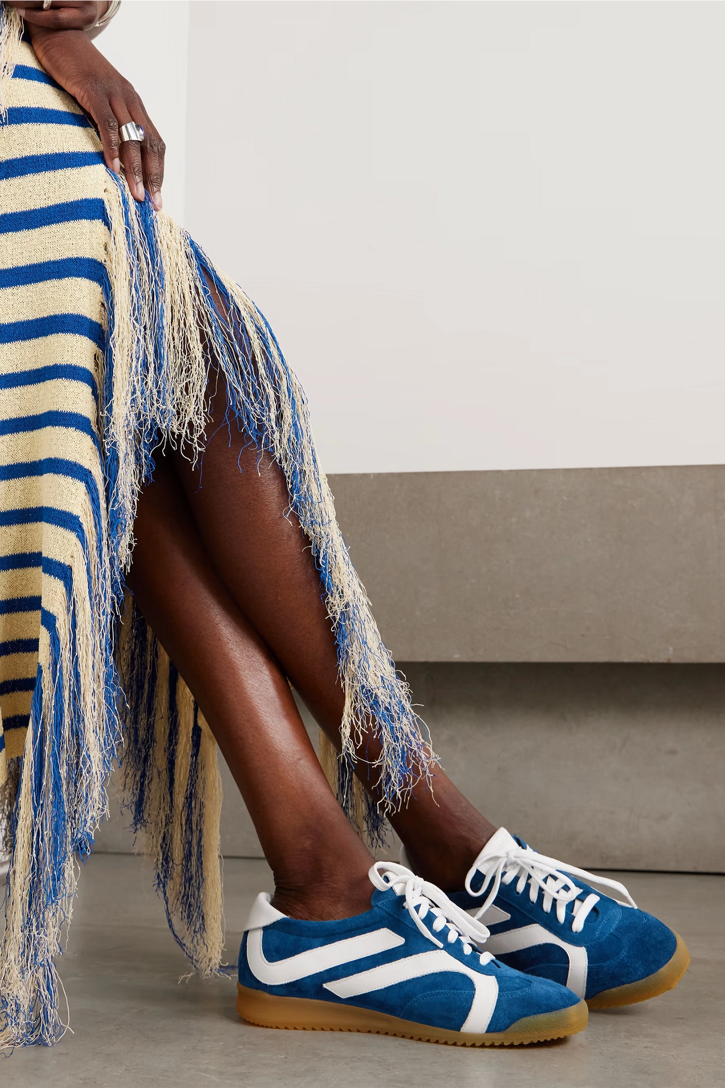 Track Leather-Trimmed Suede Sneakers
