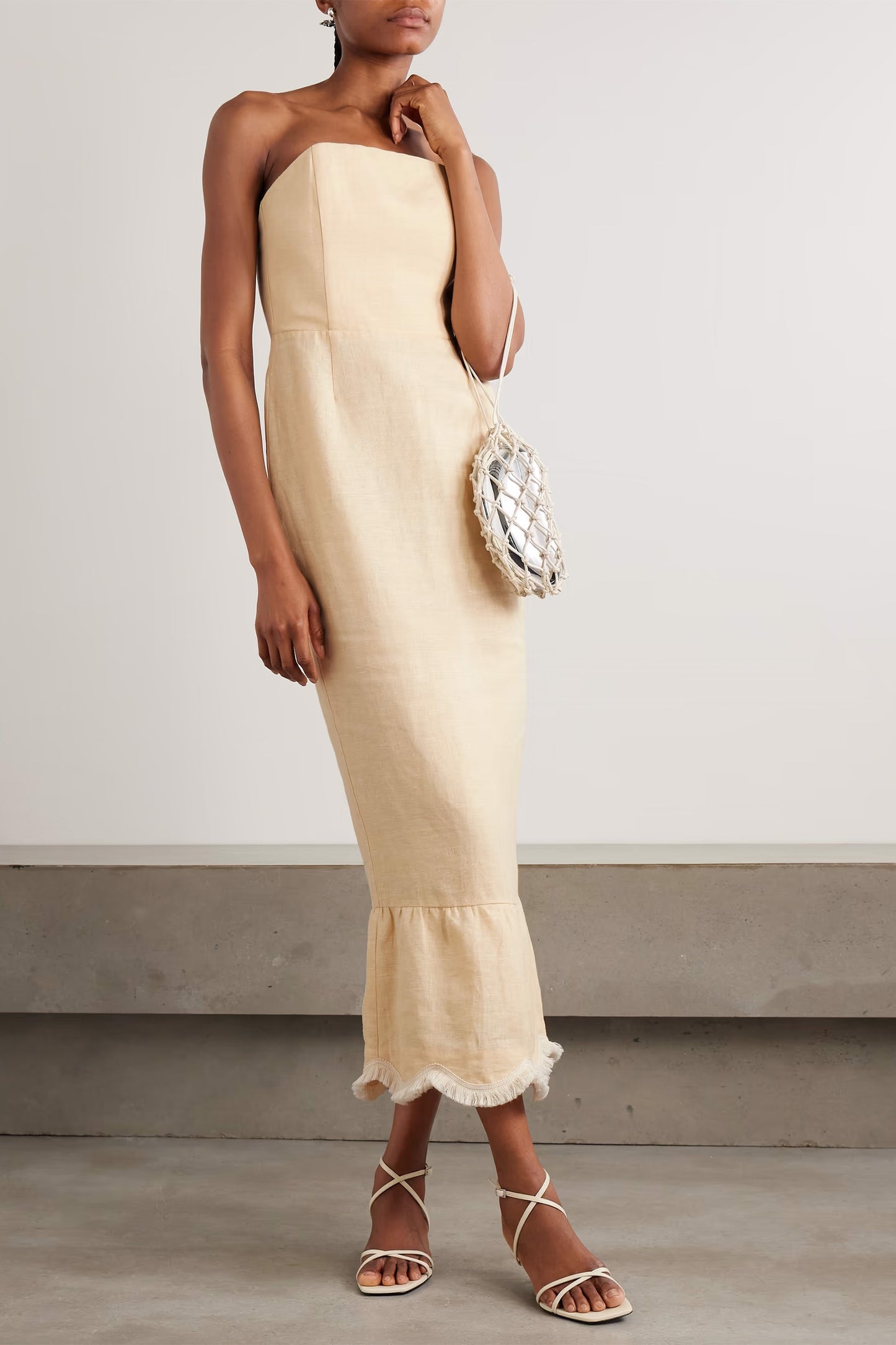 Essie Fringed Linen Maxi Dress
