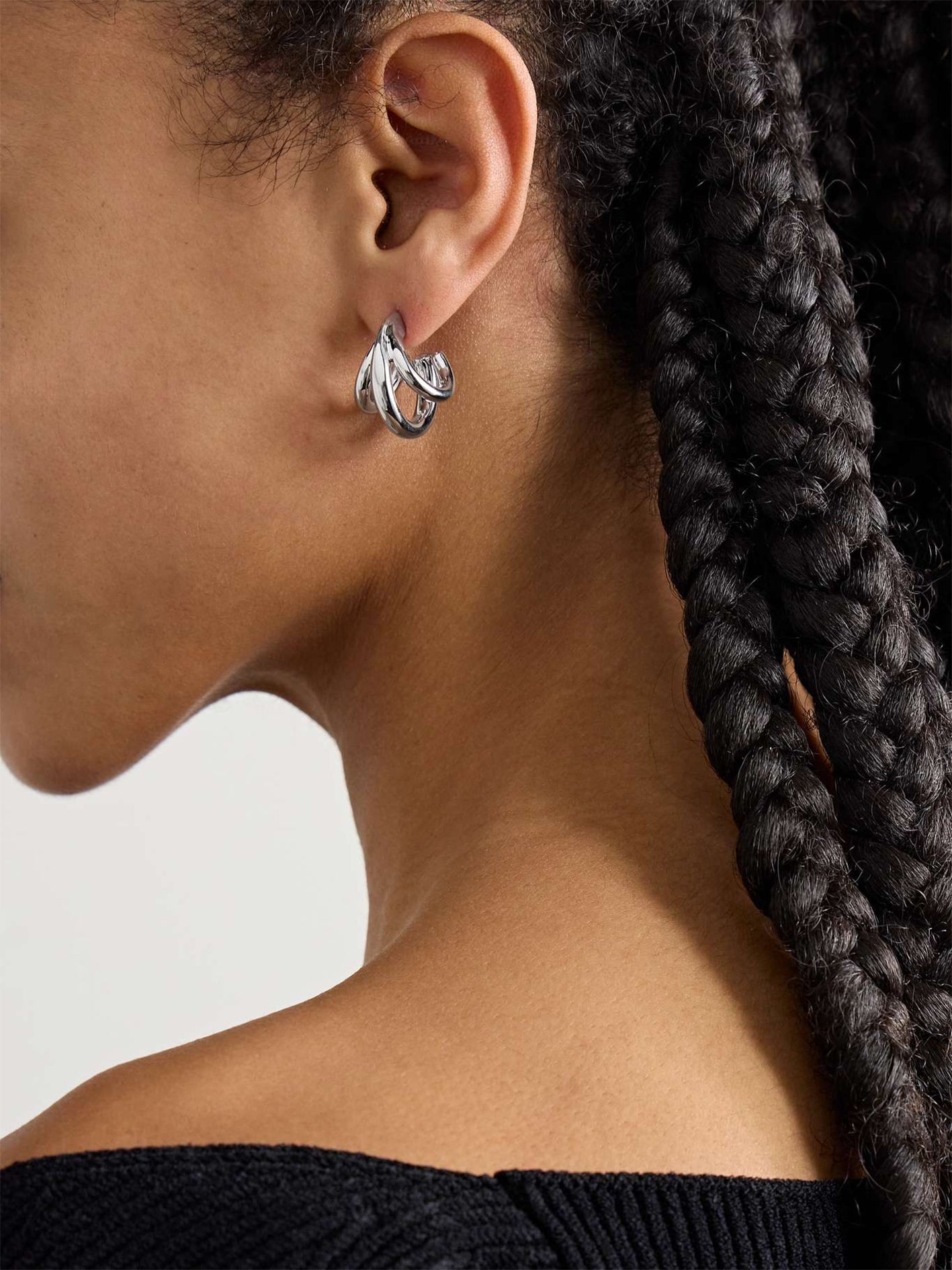 Triple Lilly Silver-Plated Hoop Earrings